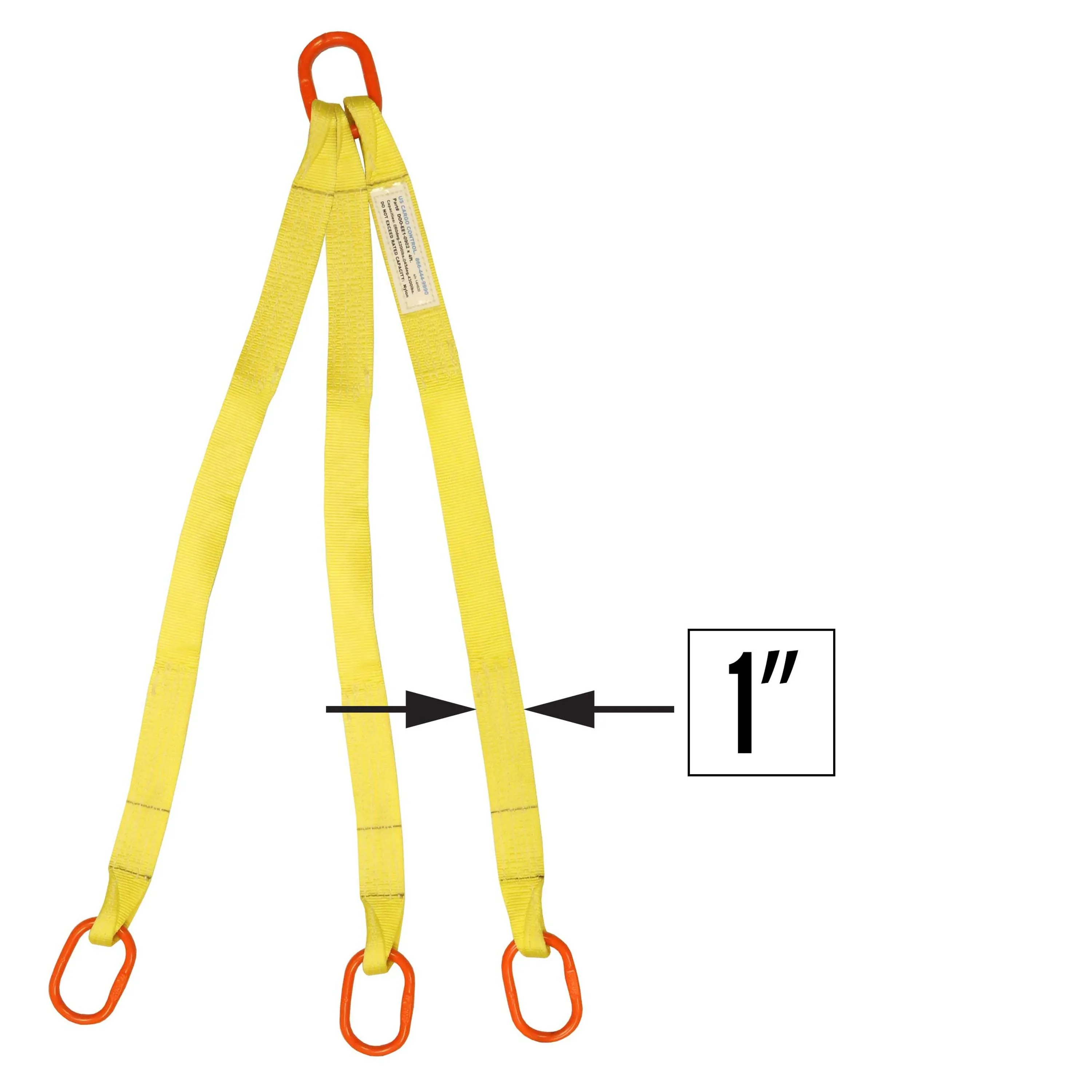 1"x8' (2 ply) Triple Leg Nylon Sling w/ Master Link Both Ends