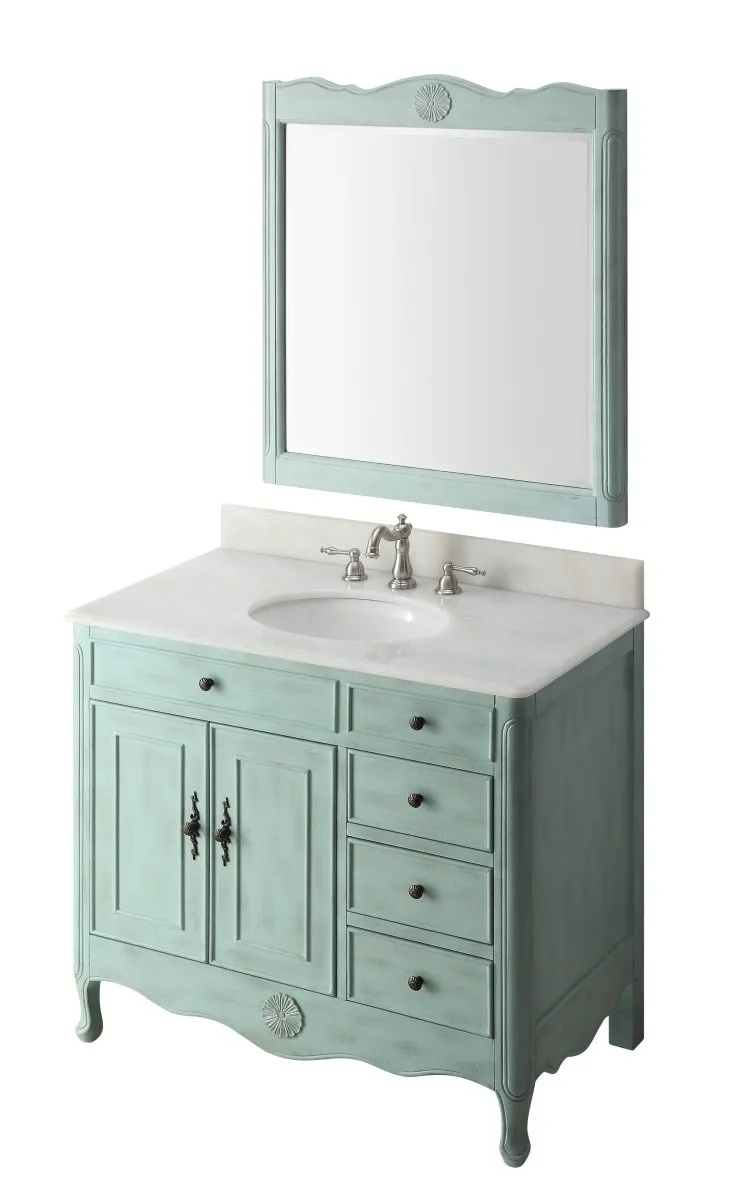 38 Inch Distressed Light Blue Cottage Style Daleville Bathroom Sink Vanity