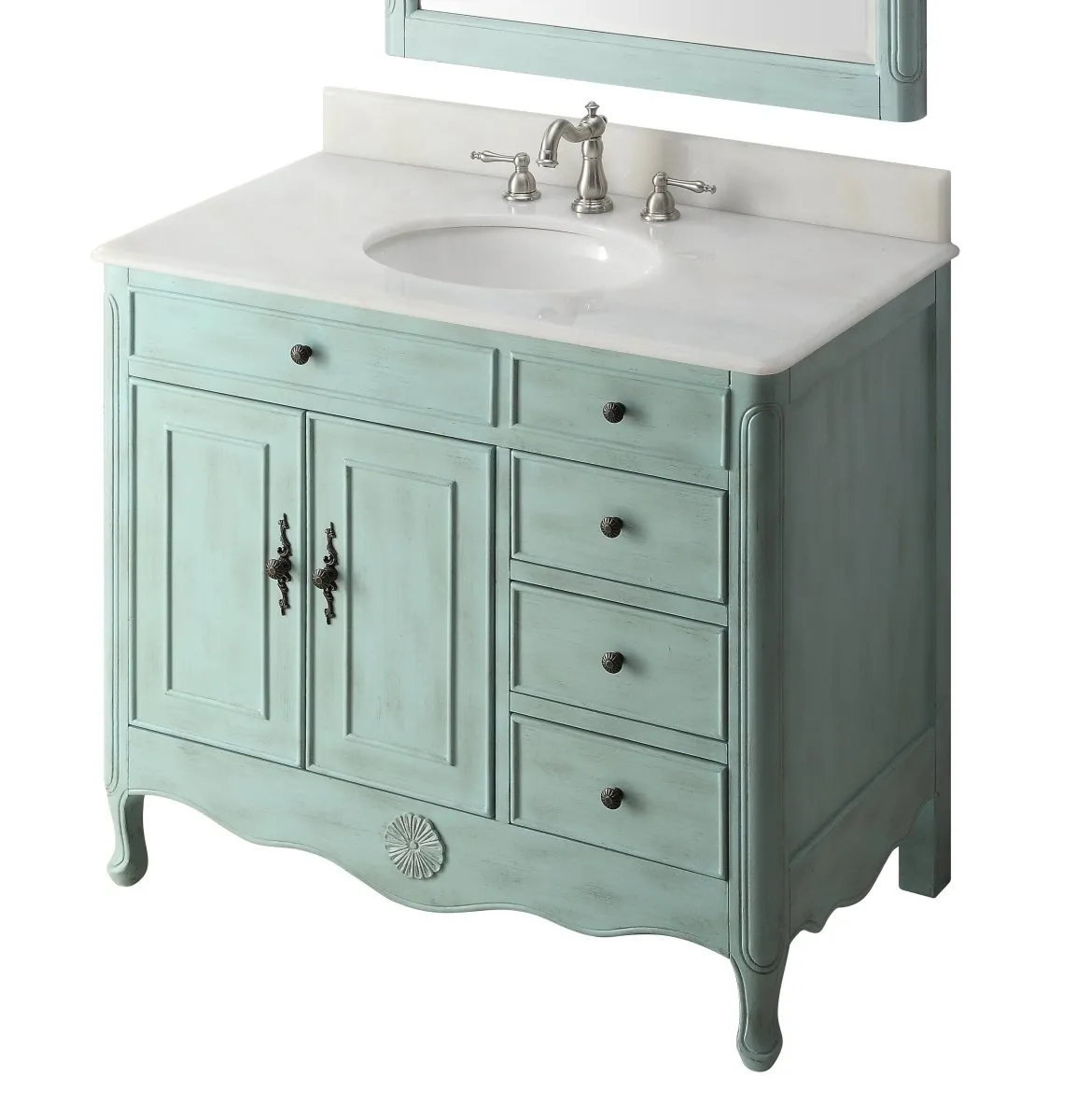 38 Inch Distressed Light Blue Cottage Style Daleville Bathroom Sink Vanity