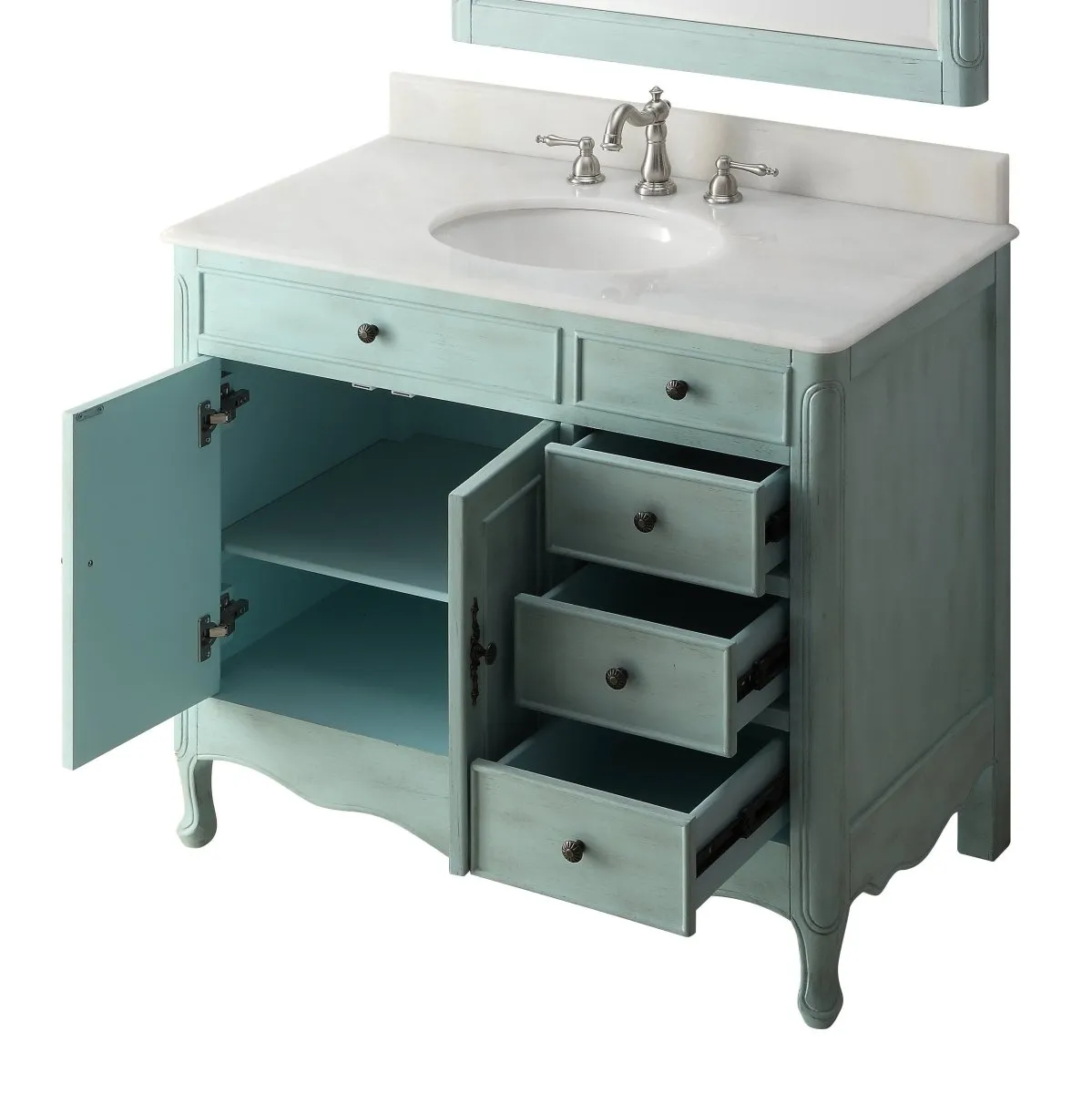 38 Inch Distressed Light Blue Cottage Style Daleville Bathroom Sink Vanity