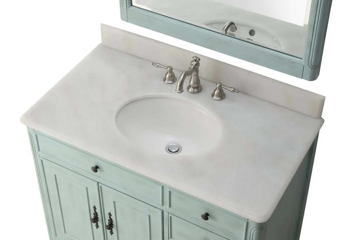 38 Inch Distressed Light Blue Cottage Style Daleville Bathroom Sink Vanity