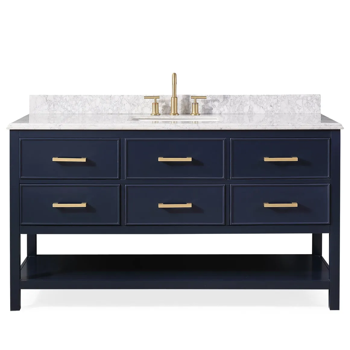 60"  Tennant Brand Italian Carrara Navy Blue Color Finish Single Sink Vanity - Aruzza  # 2822-S60NB