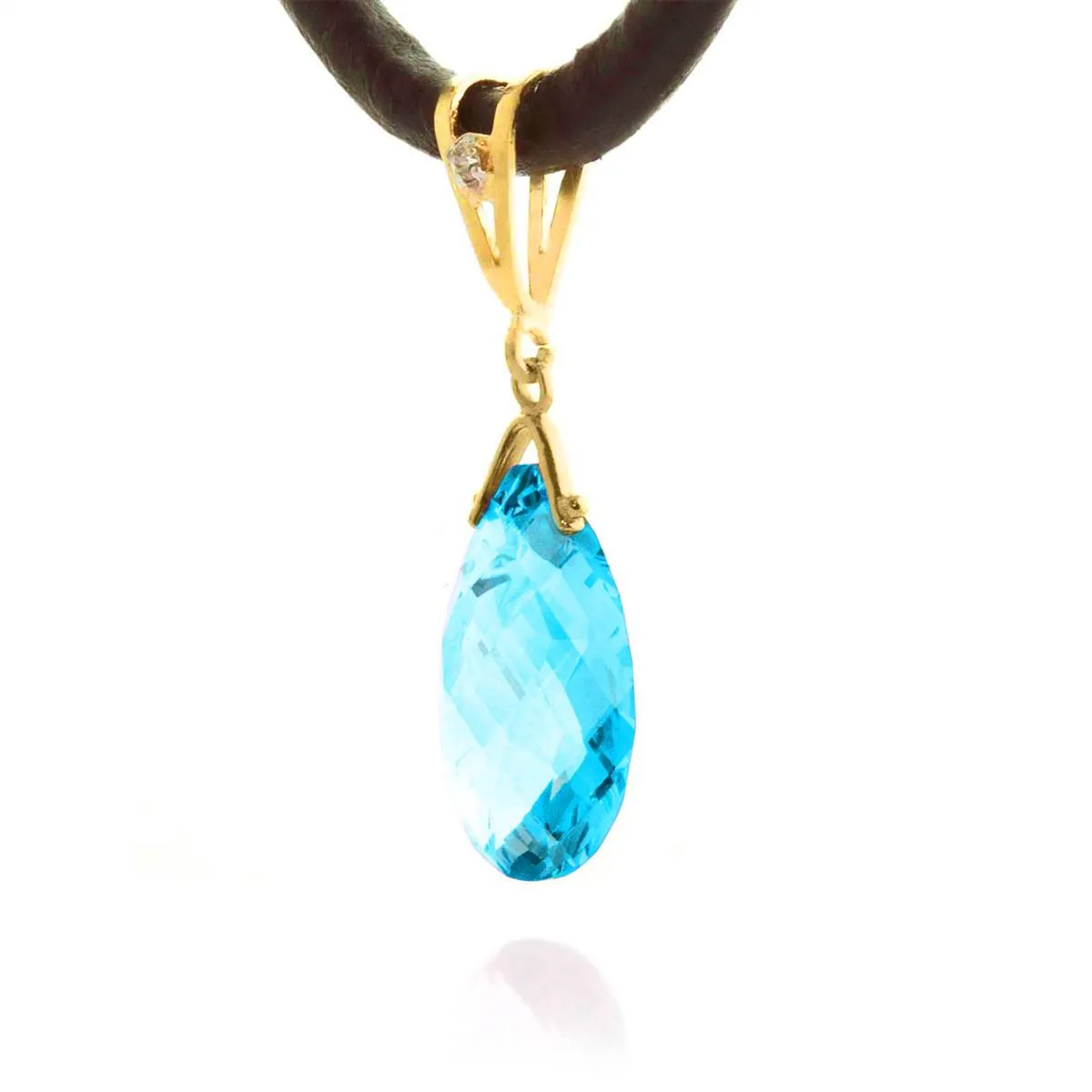 6.51 Carat 14K Solid Yellow Gold Attraction Blue Topaz Diamond Necklace