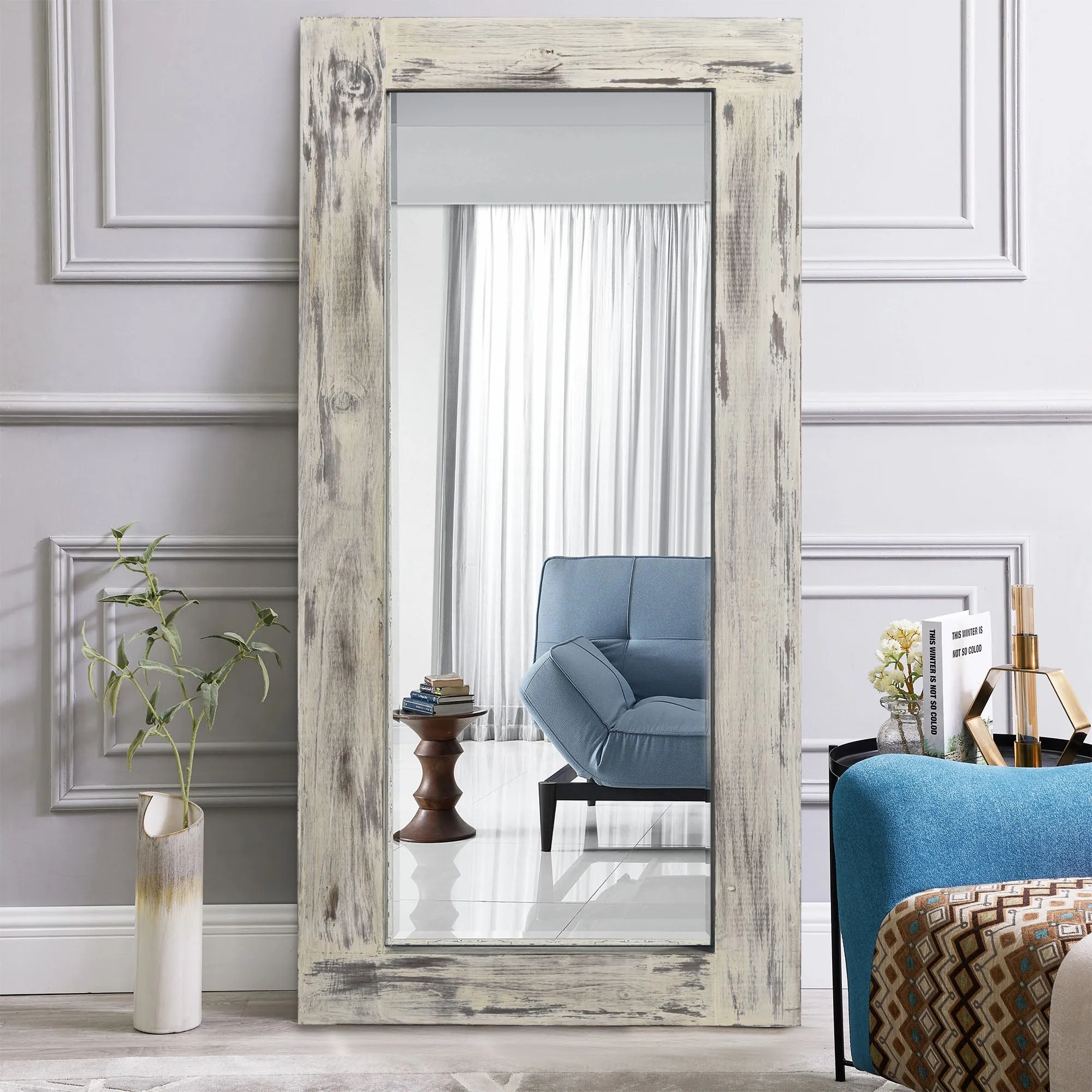 71-in H x 31-in W Oversized Wood Mirror