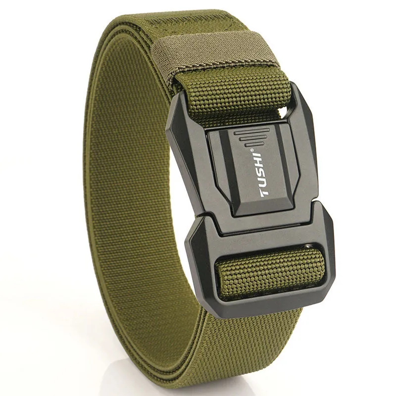 ALUMINUM ALLOY QUICK FUNCTIONAL BUCKLE NYLON ELASTIC WOVEN CANVAS BELT
