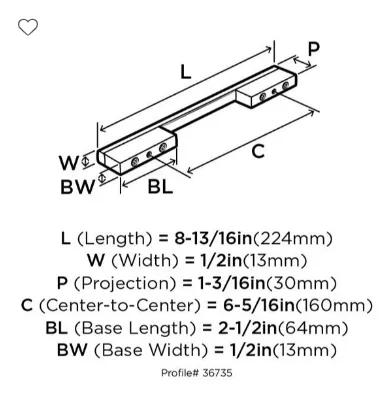 Amerock Separa Pull 6-5/16" Center to Center BP36735