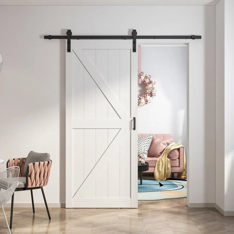 ANZZI ANZZI Heavy Duty Sturdy Sliding Barn Door - 36x84'' White Sliding MDF Single Barn Door - Solid Core MDF   PVC - Knockdown Design - Hardware Kit Included