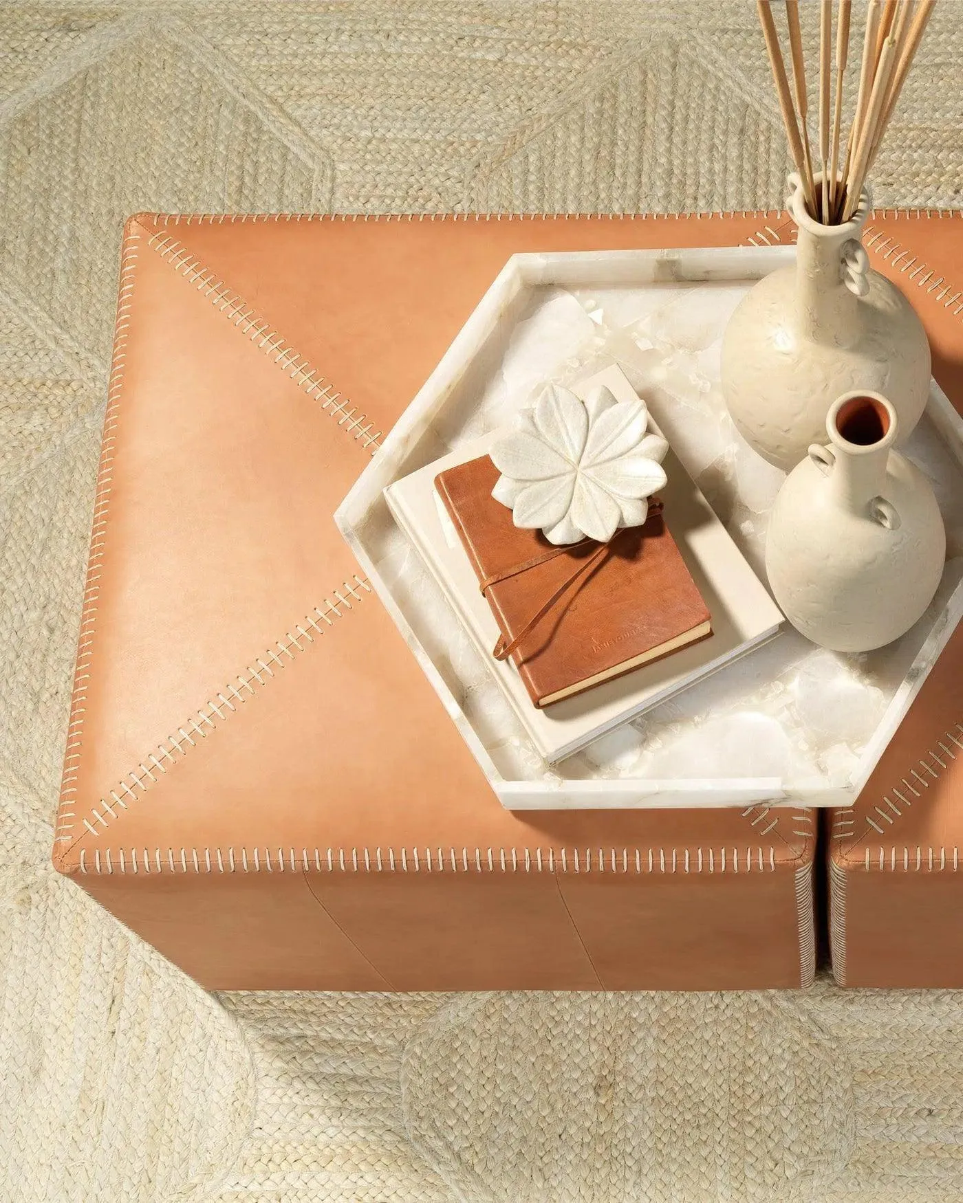 Beige Ceramic Babar Vase - Coastal Decor - Small