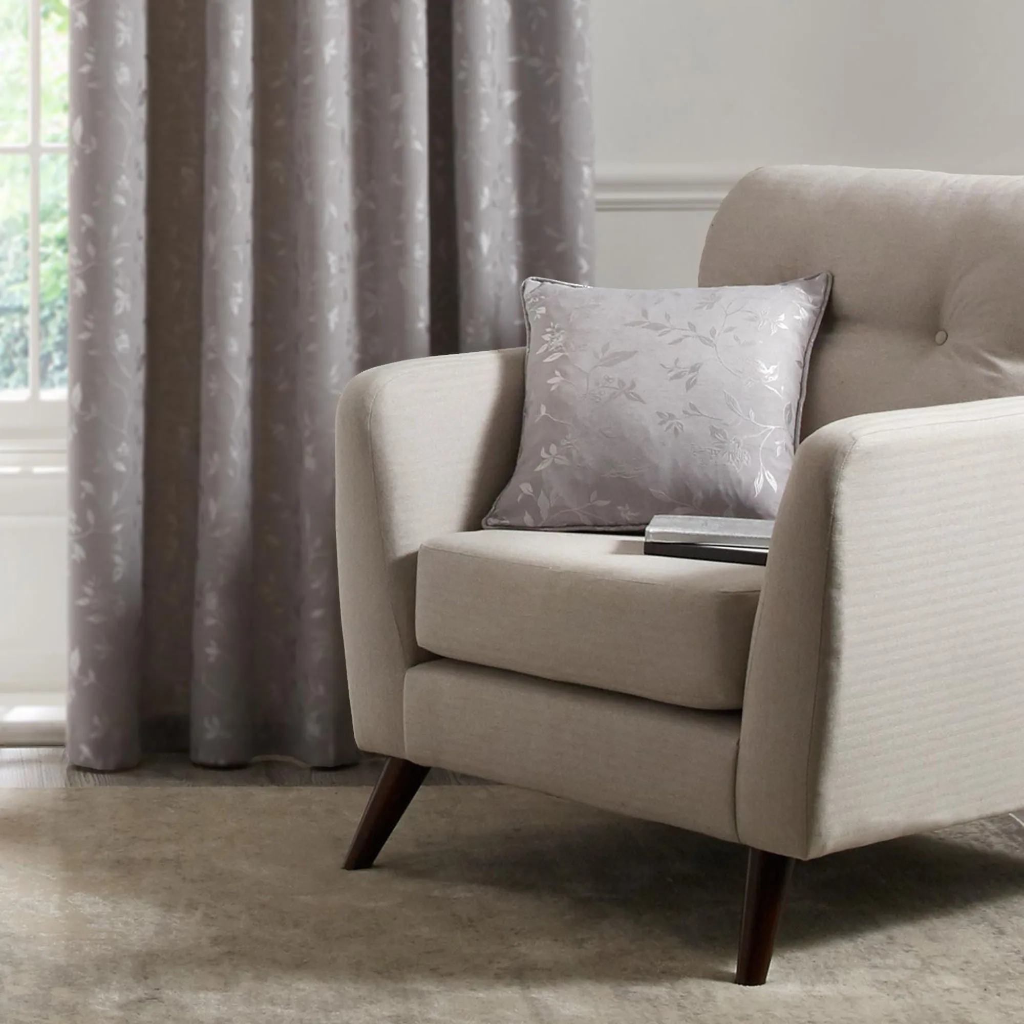 Bird Trail Cushion by Curtina in Grey 43 x 43cm