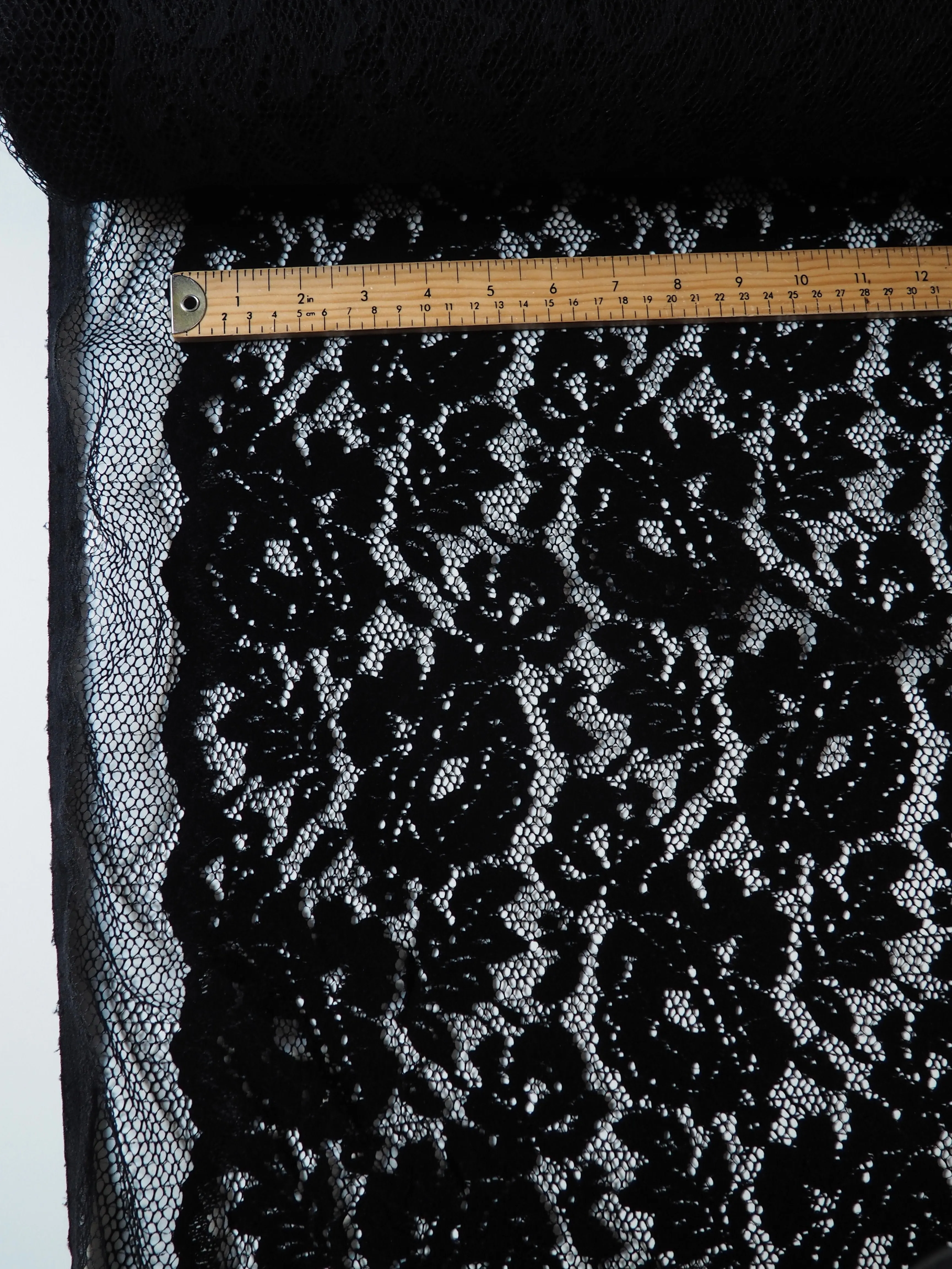 Black Rose Velvet Flocked Lace