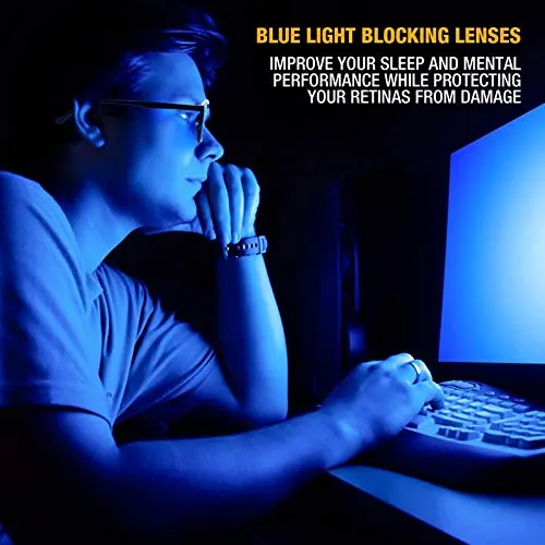 Blue Light Blocking Glasses - Computer Screen Bluelight Protection - Anti UV Glare - Buxton Model ( 2.0, Tortoise)