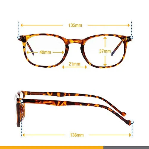 Blue Light Blocking Glasses - Computer Screen Bluelight Protection - Anti UV Glare - Buxton Model ( 2.0, Tortoise)