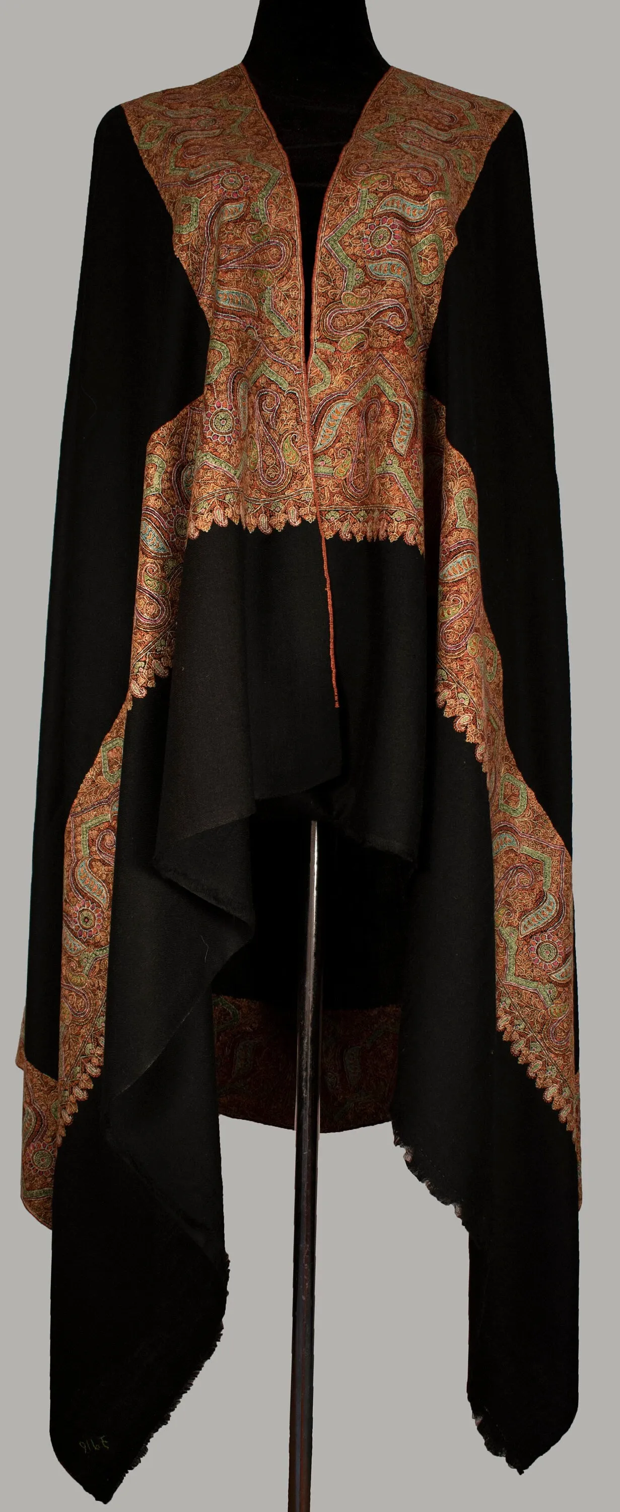 Bordered Sozni Pure Pashmina/Cashmere Scarf/Shawl, Hand Woven on Hand loom & Hand Embroided in Kashmir, Luxury, Masterpiece, King of Wool