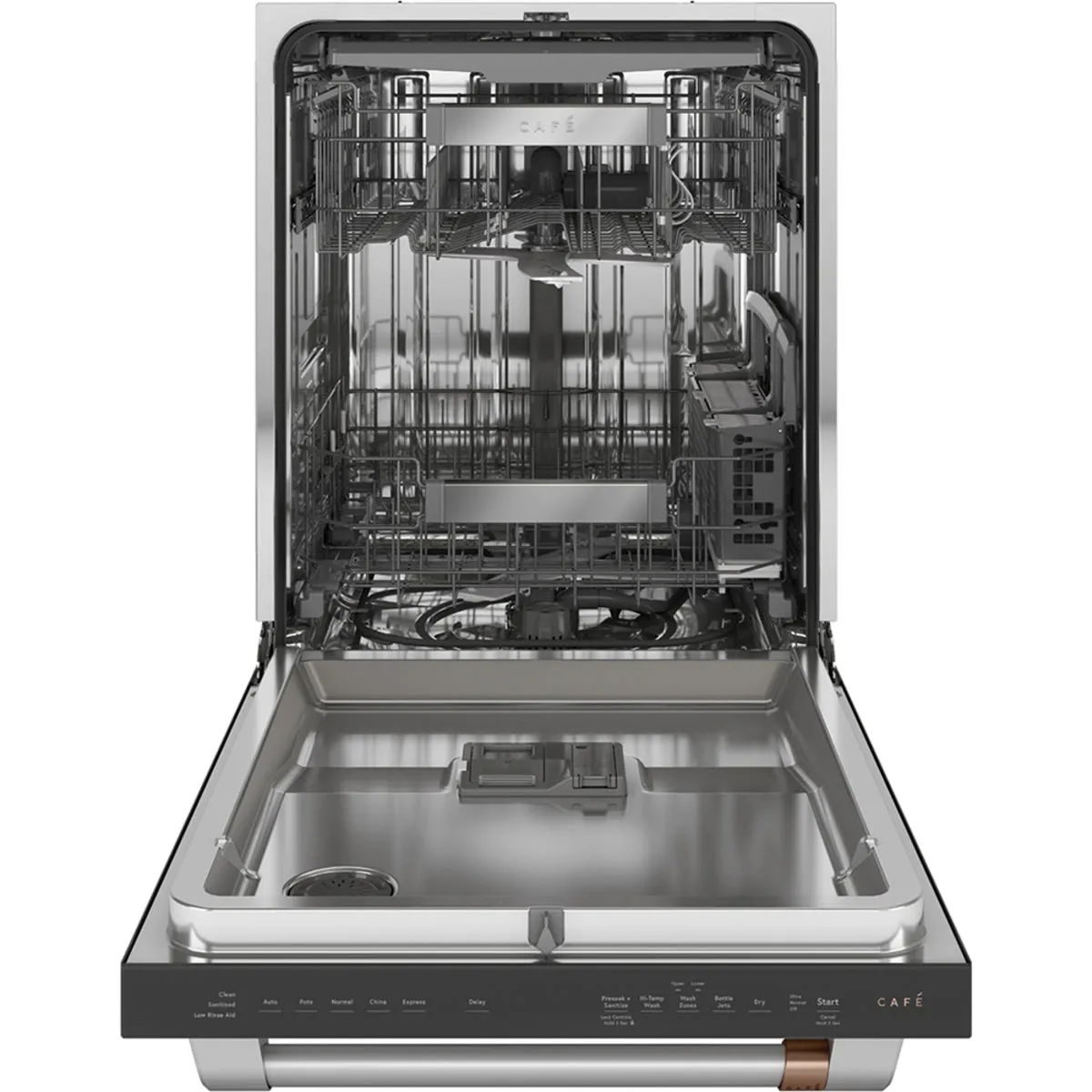 Cafe 33" Counter Depth Fridge, Electric Range and Dishwasher - Matte Black