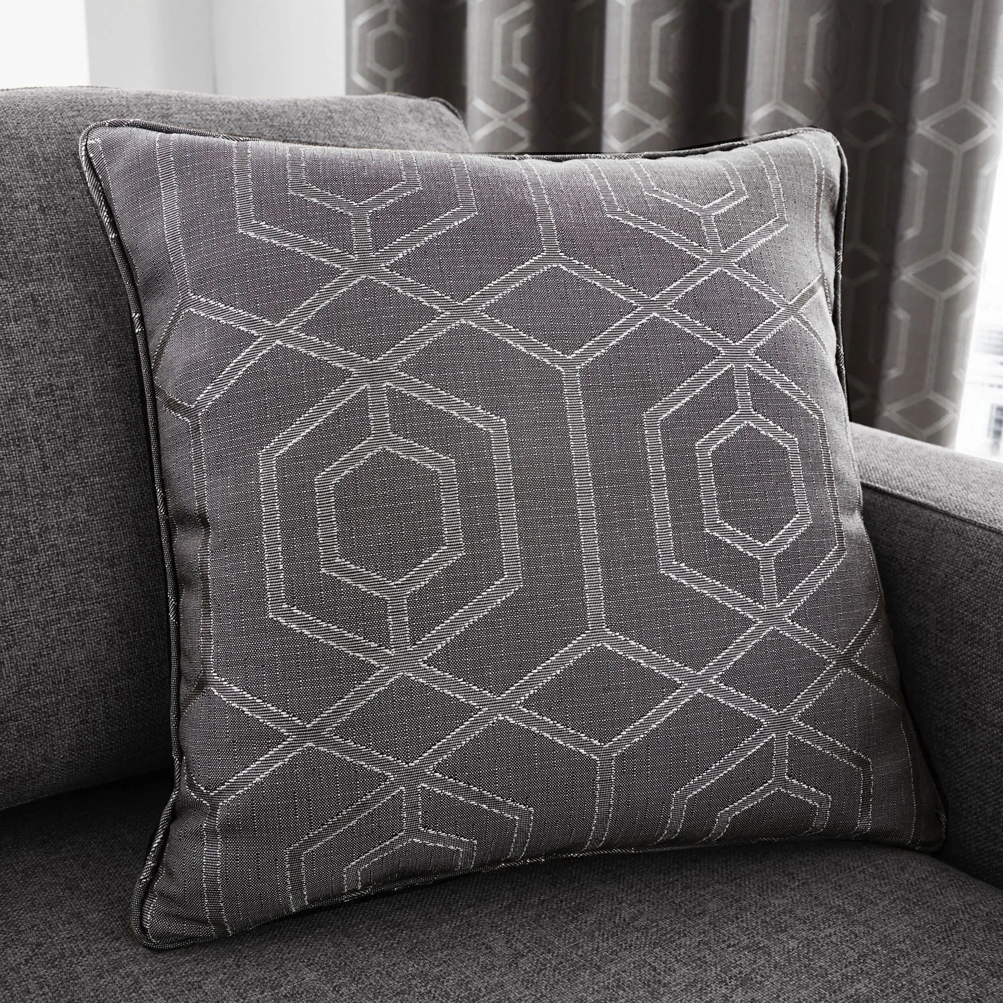 Camberwell Cushion by Curtina in Graphite 43 x 43cm