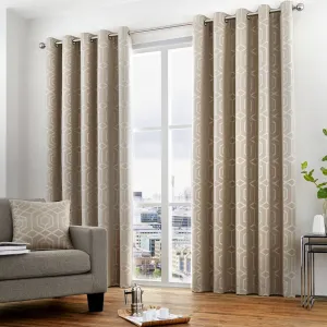 Camberwell Pair of Eyelet Curtains by Curtina in Stone