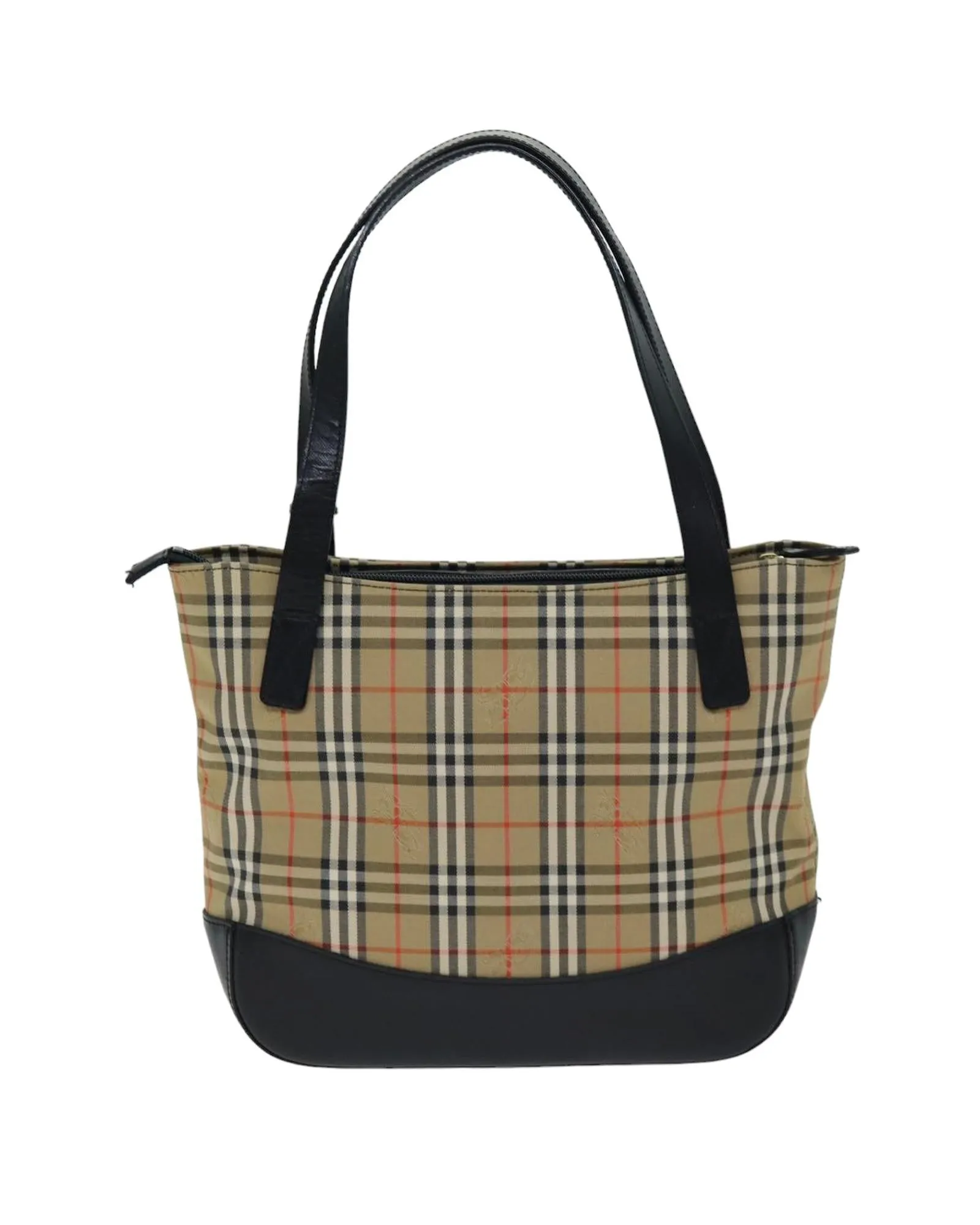 Canvas Tote Bag with Nova Check Pattern and Charm Accessory
