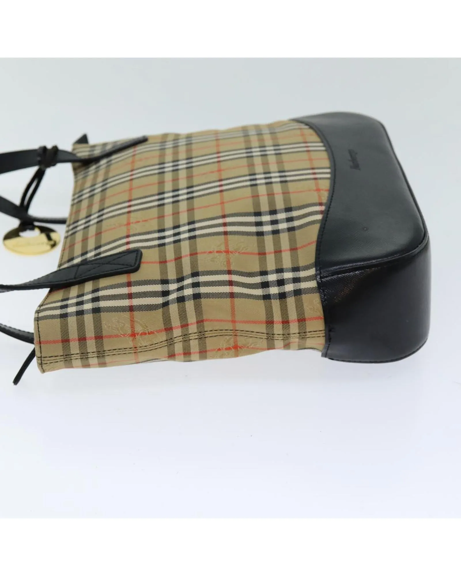 Canvas Tote Bag with Nova Check Pattern and Charm Accessory