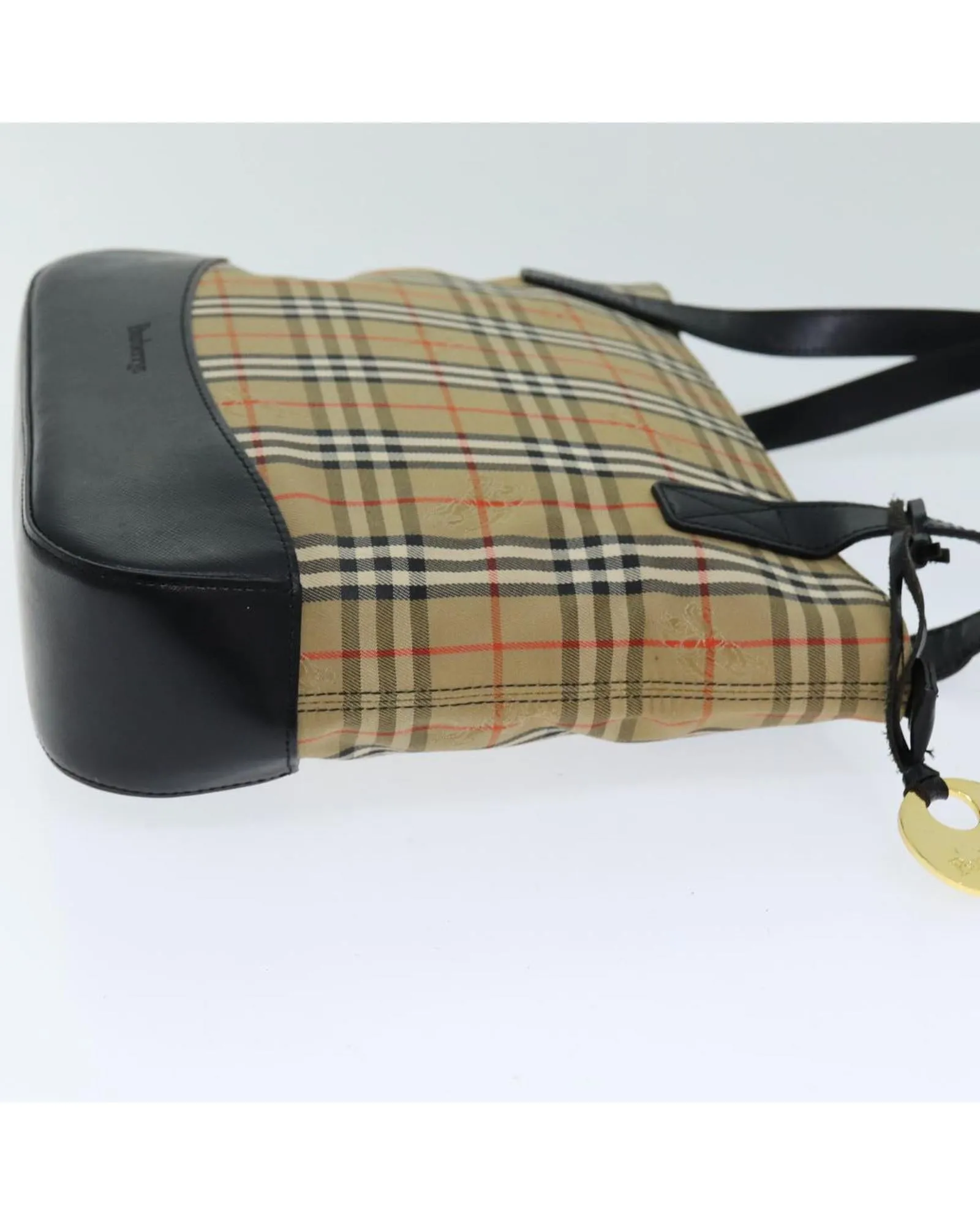 Canvas Tote Bag with Nova Check Pattern and Charm Accessory