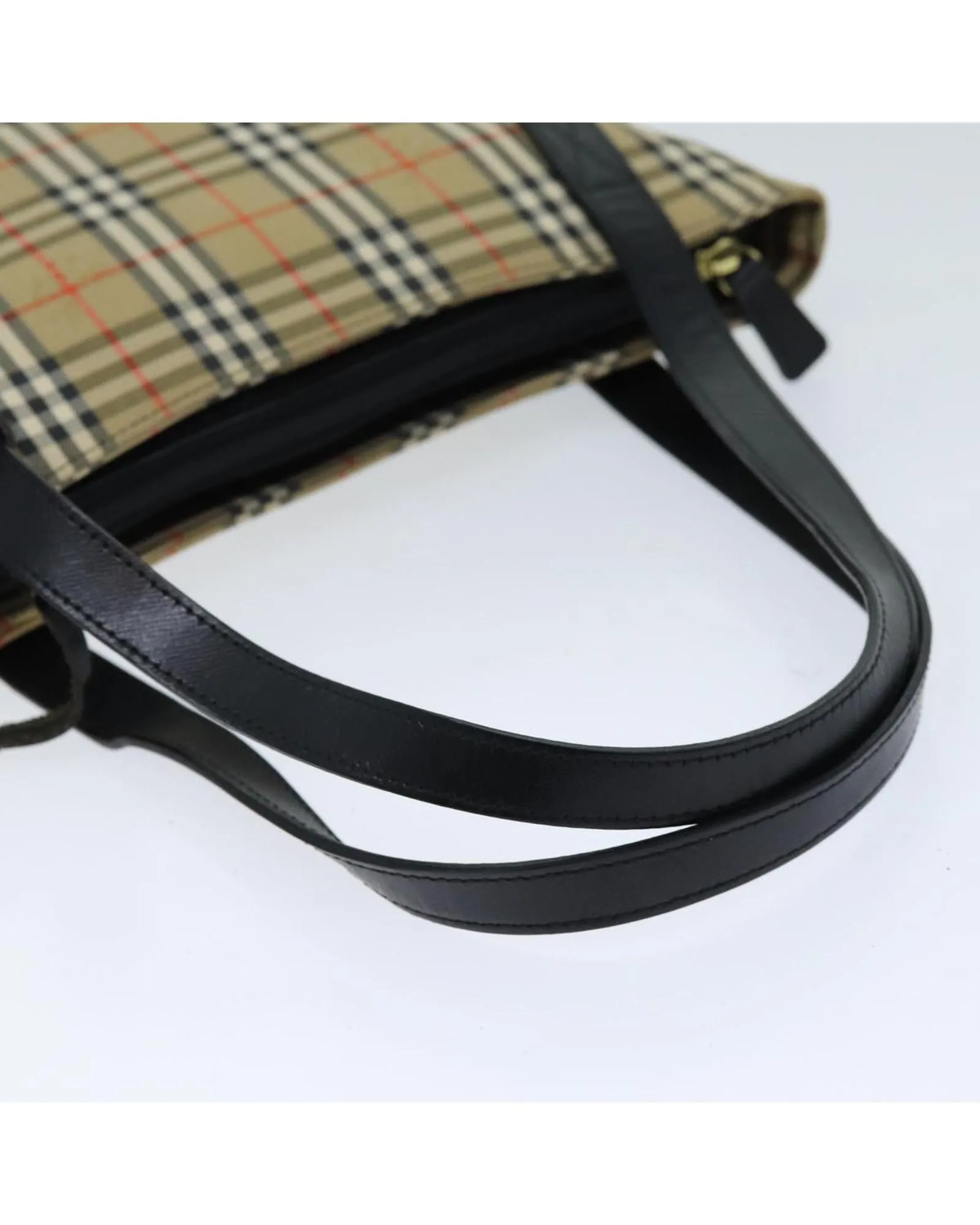 Canvas Tote Bag with Nova Check Pattern and Charm Accessory