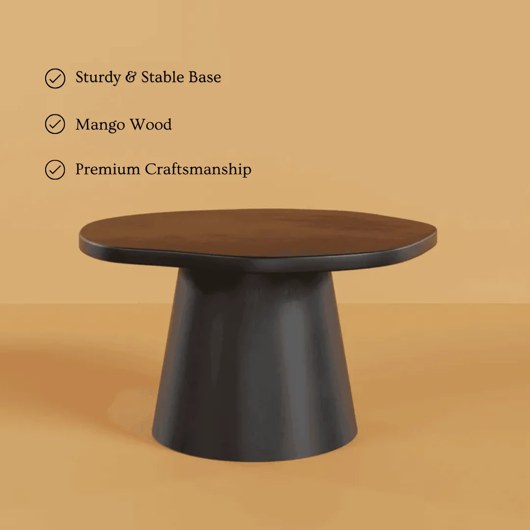 Crater Round Coffee Table | Solid Mango Wood Center Table for Living Room