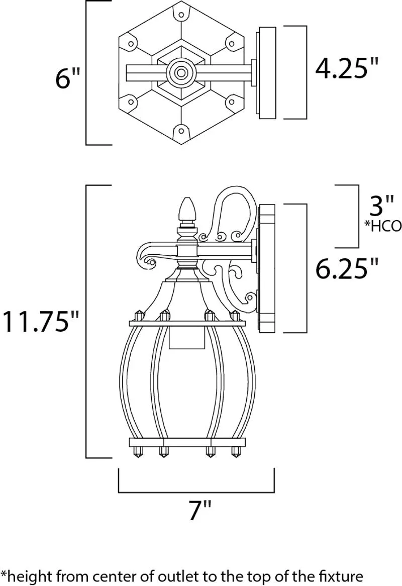 Crown Hill 11.75" Single Light Outdoor Wall Mount in Black