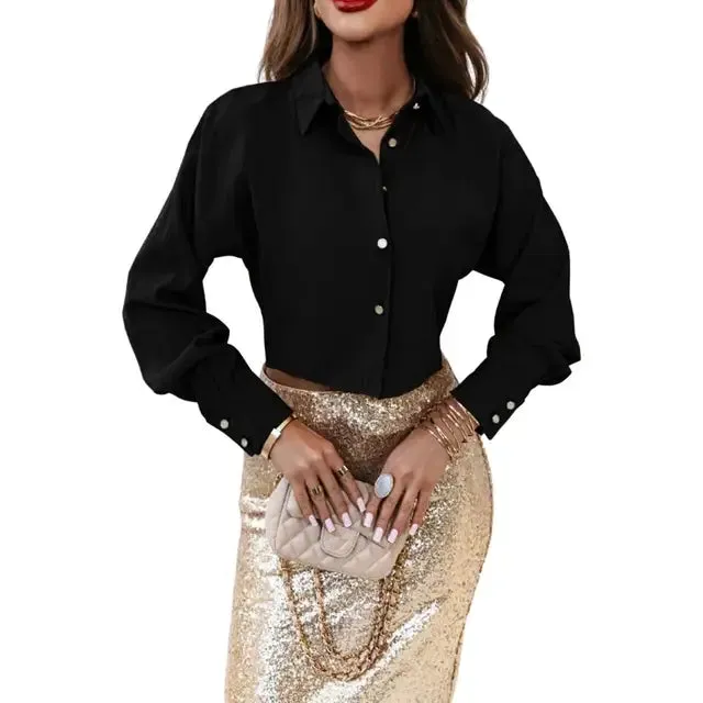 Elegant Solid Color Women's Cardigan Blouse