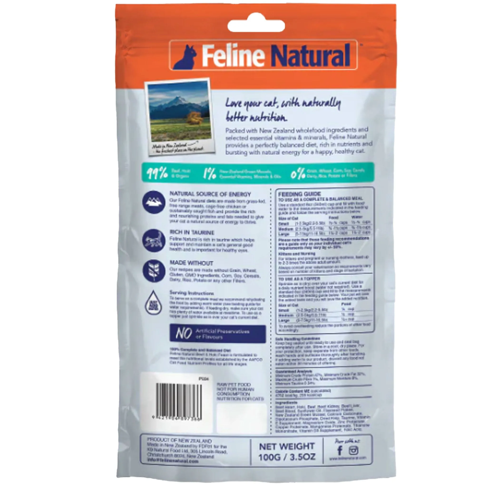 Feline Natural Freeze-Dried Cat Beef & Hoki