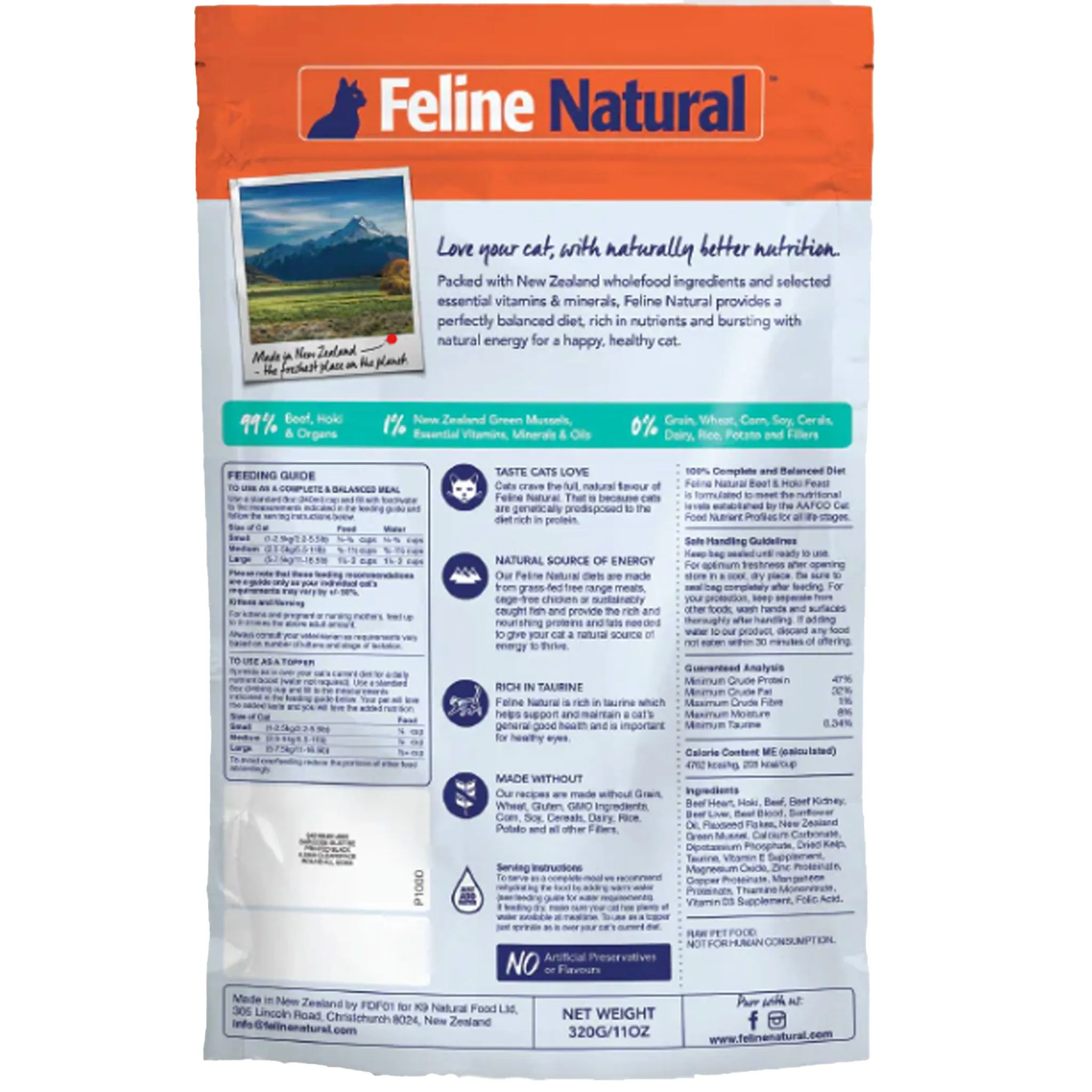 Feline Natural Freeze-Dried Cat Beef & Hoki