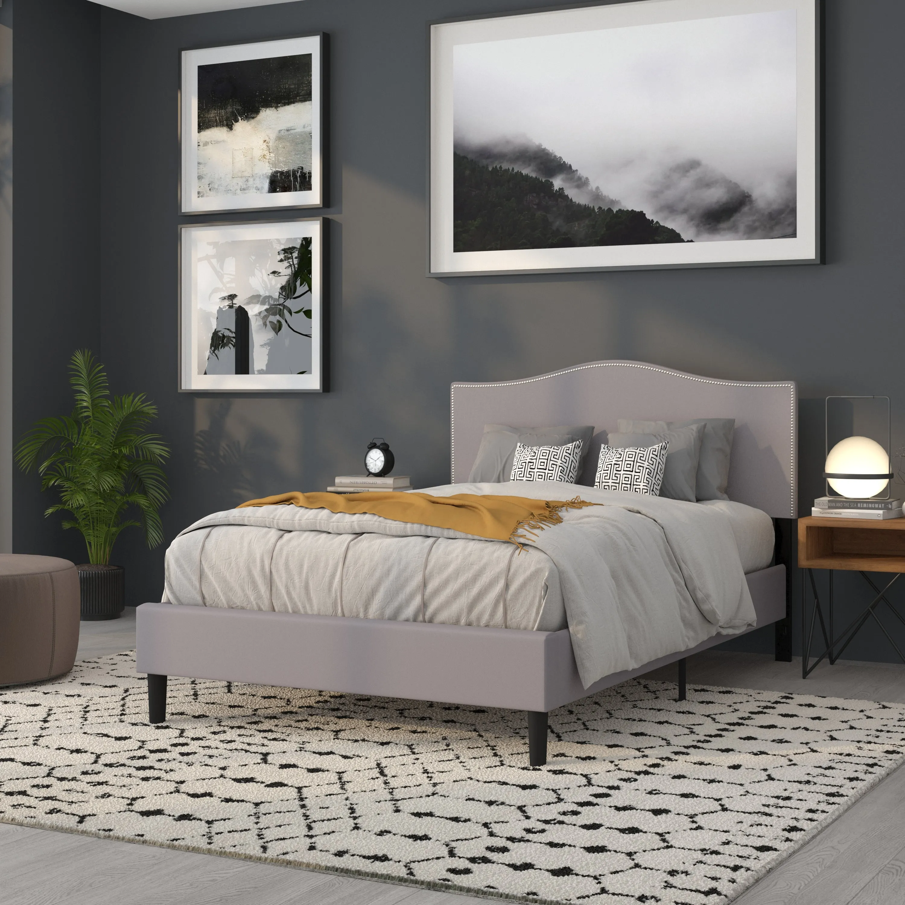 Full Headboard-Gray Fabric HG-HB1707-F-LG-GG