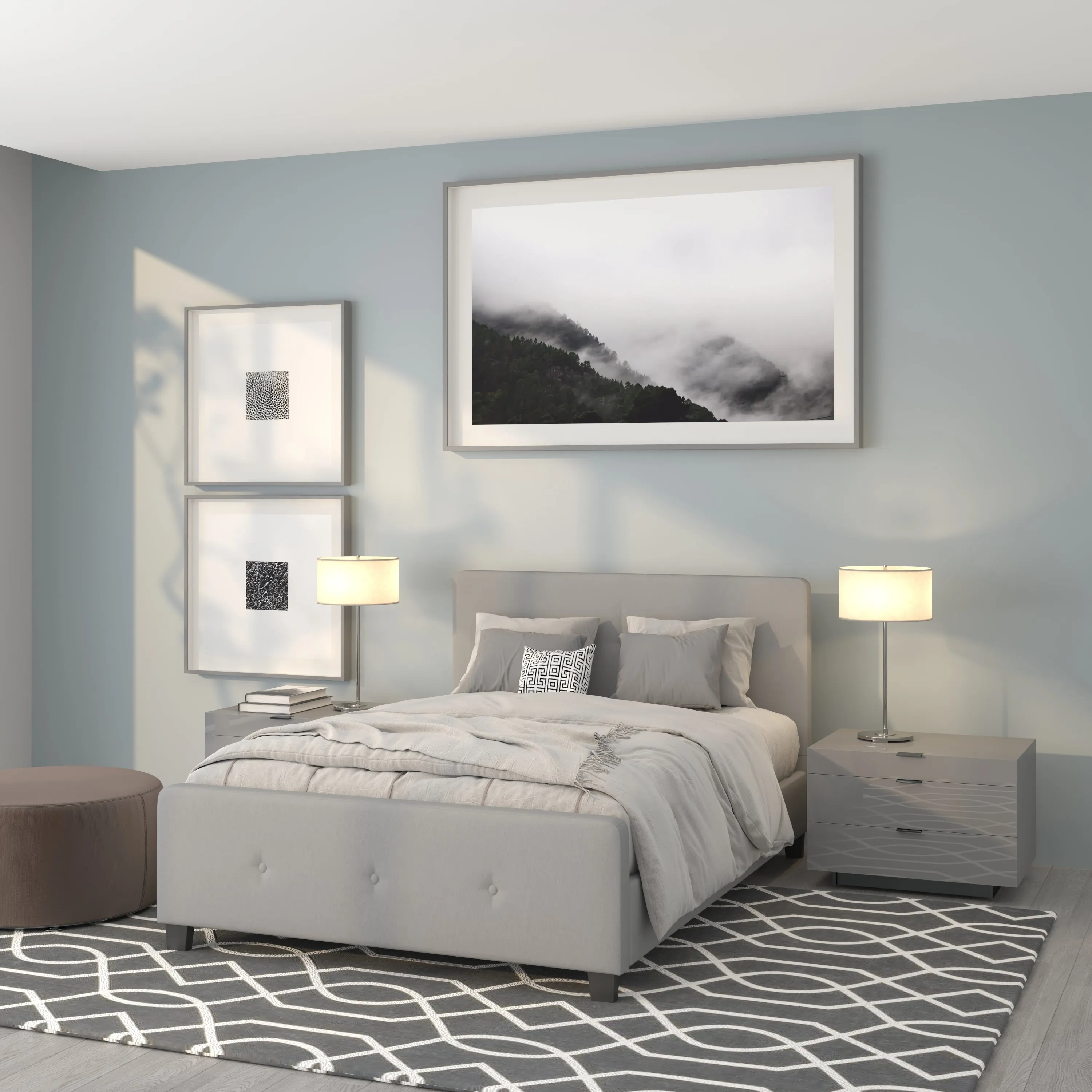 Full Platform Bed-Light Gray HG-26-GG