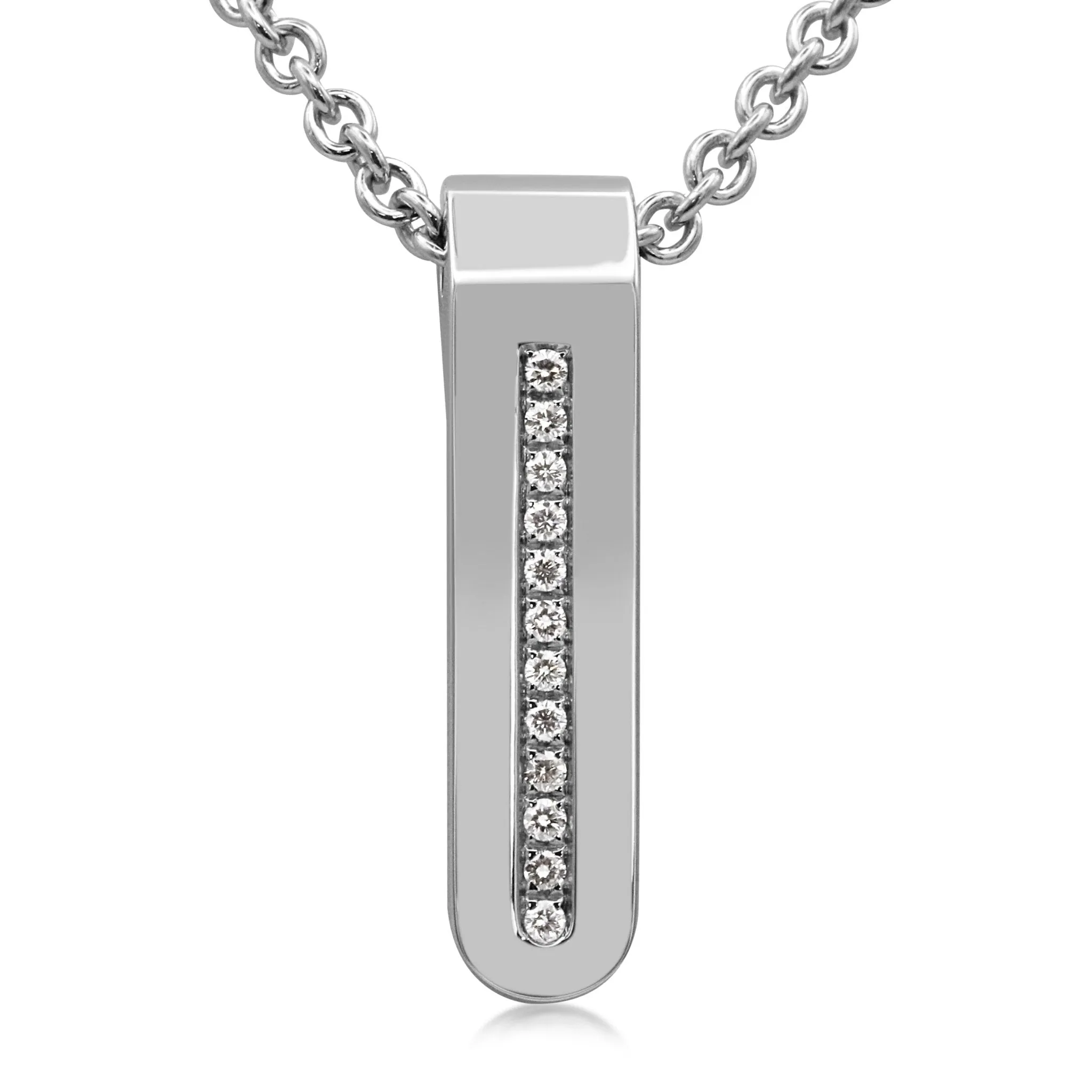 Garrard Diamond Set Strip Pendant Necklace - 18ct White Gold