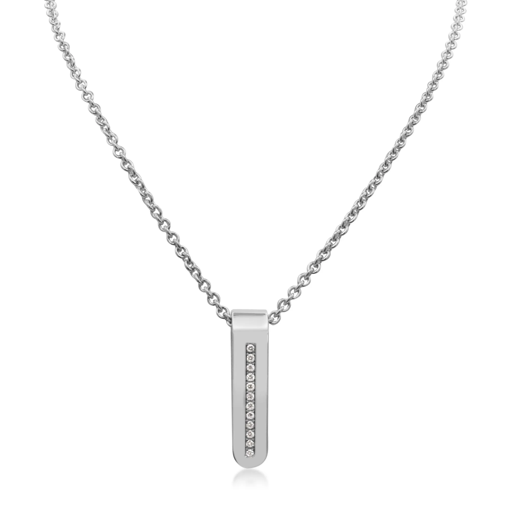 Garrard Diamond Set Strip Pendant Necklace - 18ct White Gold