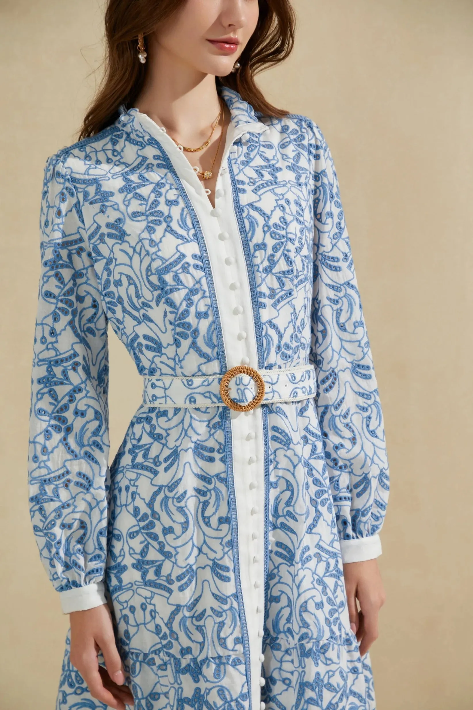 GDS Naomi Belted Short Zip Dress | Blue