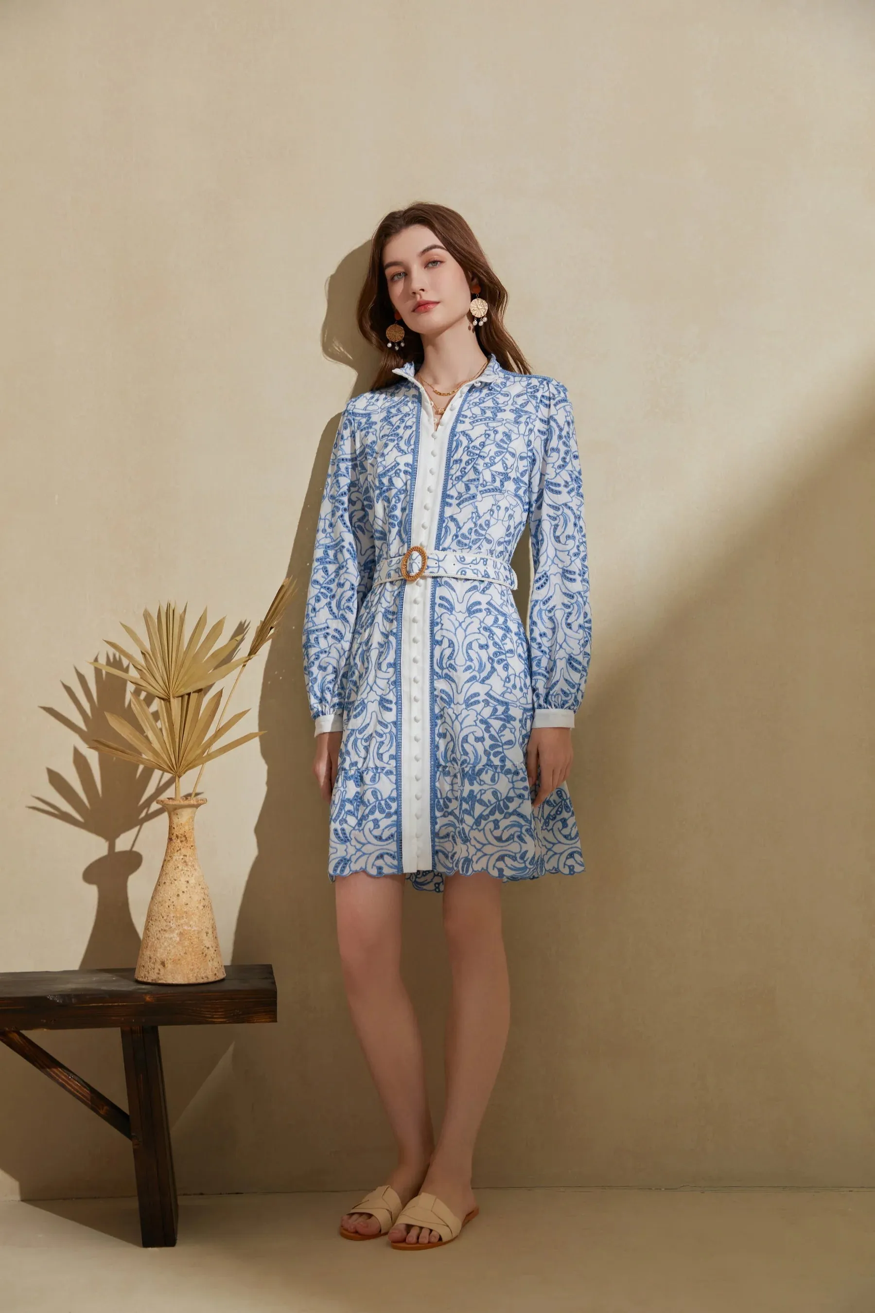 GDS Naomi Belted Short Zip Dress | Blue