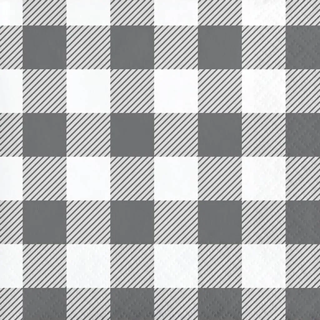 Gray and White Buffalo Check Beverage Napkins 16ct 2ply