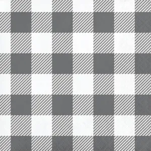Gray and White Buffalo Check Beverage Napkins 16ct 2ply