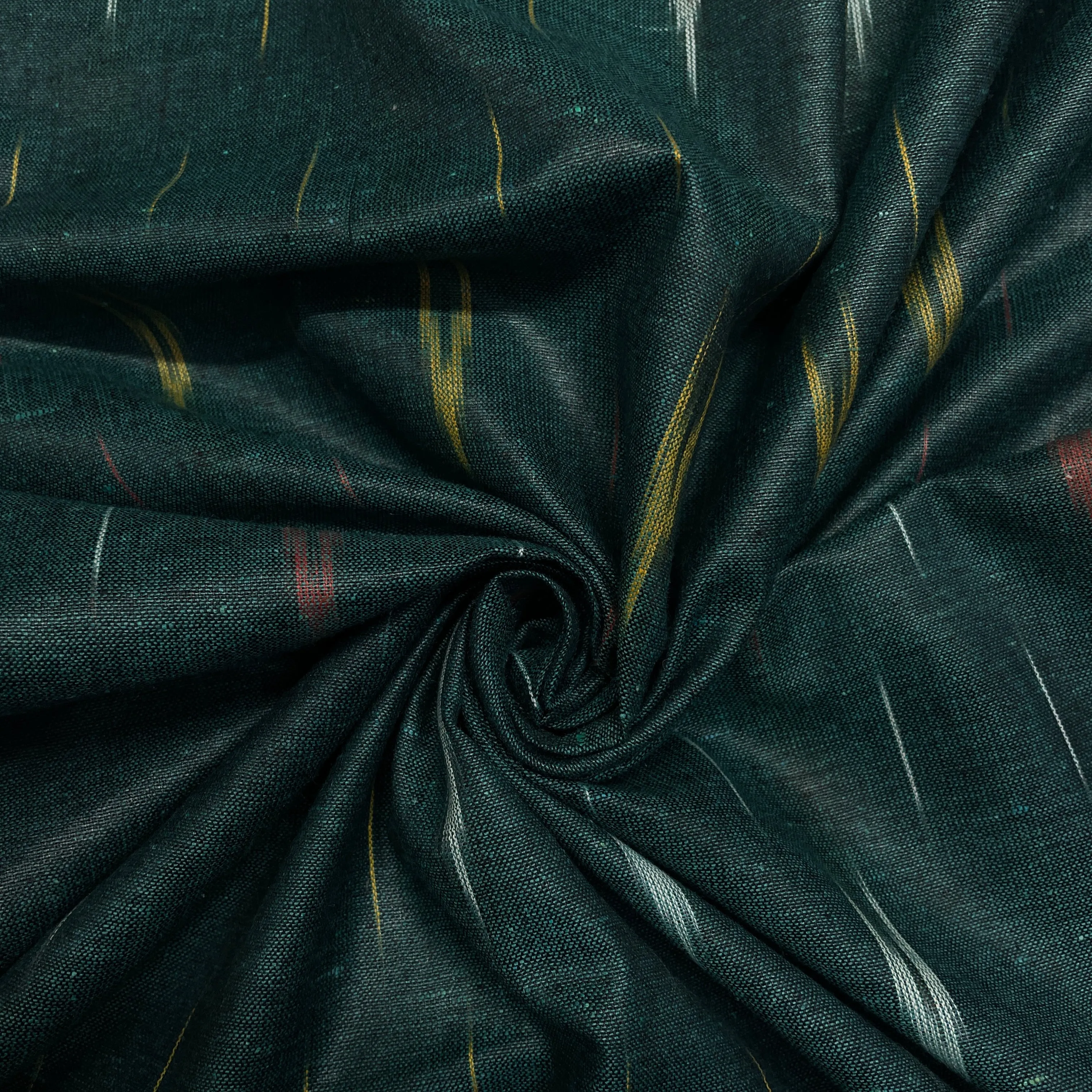 Green & Multicolor Ikkat Print Cotton Fabric