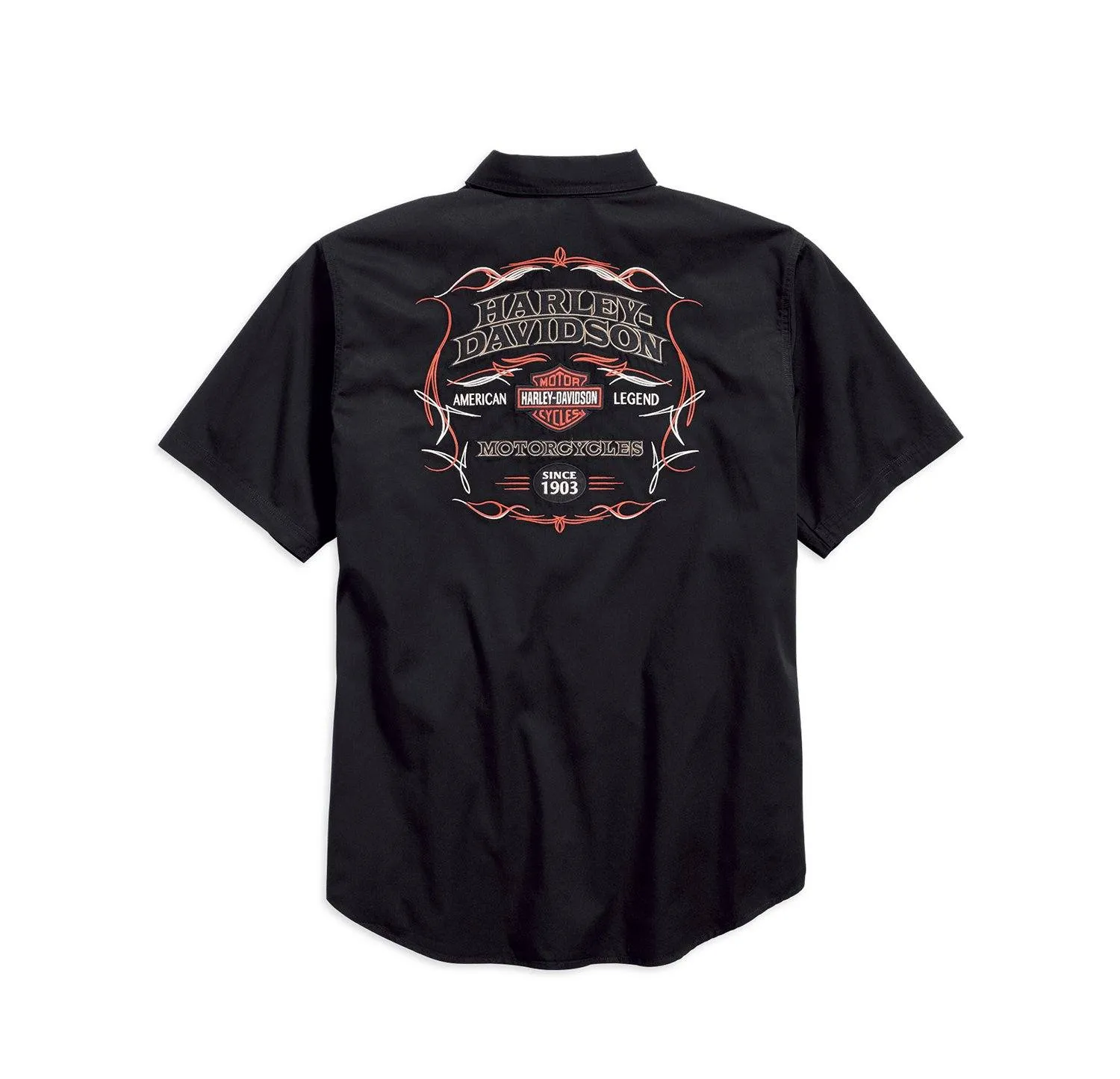 Harley-Davidson® Men's Pinstripe Flames Button Woven S/S Shirt, 99049-16VM