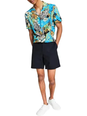 INC International Concepts Men's Chambray 7 Inseam Flat Front Shorts Black Size 36