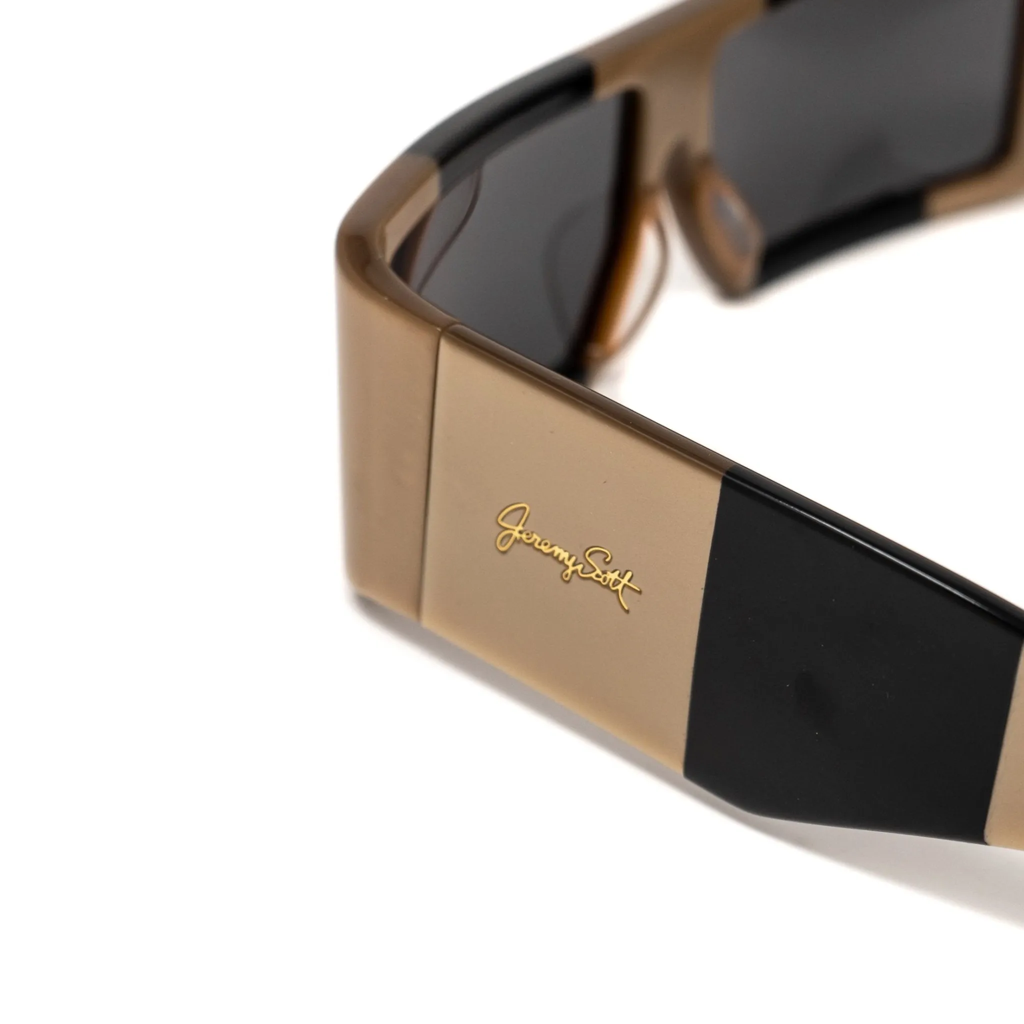 Jeremy Scott Men's Sunglasses Rectangular Big Tut Brown and Grey 6JSBIGTUTGOLDBLACK