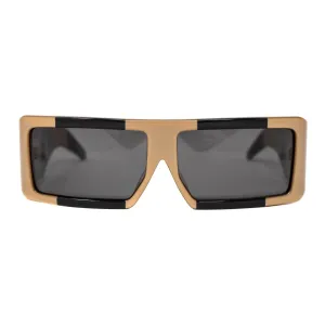 Jeremy Scott Men's Sunglasses Rectangular Big Tut Brown and Grey 6JSBIGTUTGOLDBLACK