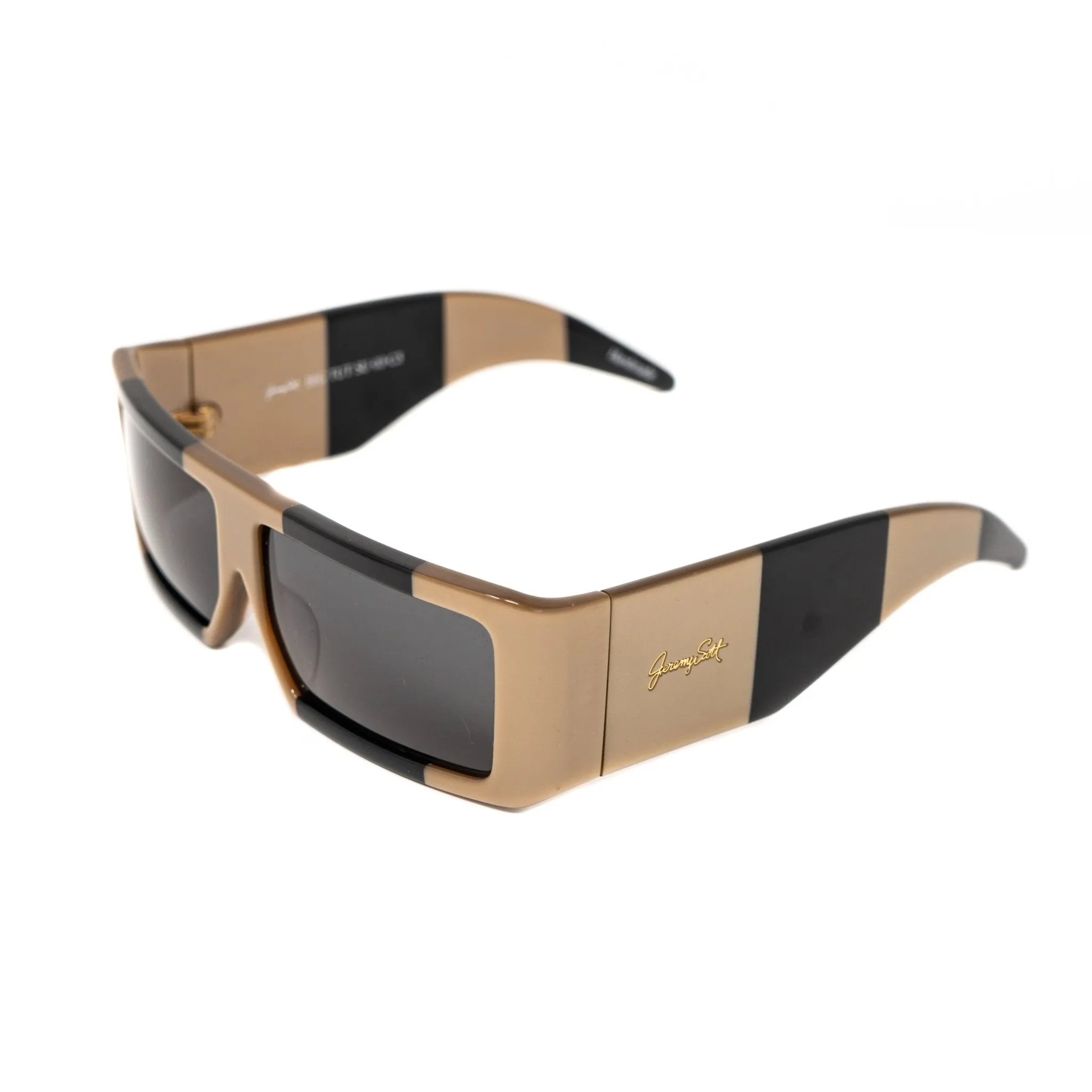 Jeremy Scott Men's Sunglasses Rectangular Big Tut Brown and Grey 6JSBIGTUTGOLDBLACK