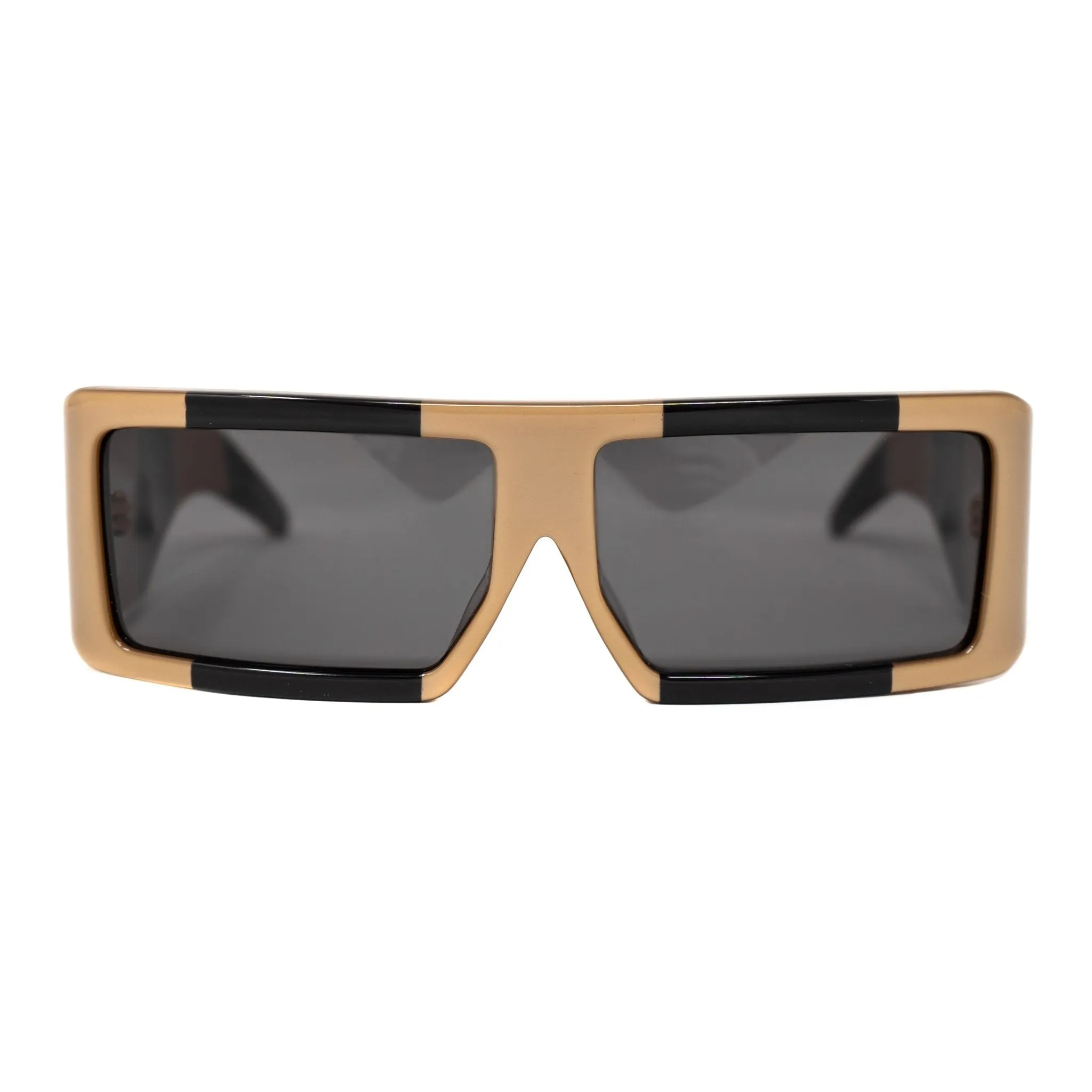 Jeremy Scott Men's Sunglasses Rectangular Big Tut Brown and Grey 6JSBIGTUTGOLDBLACK