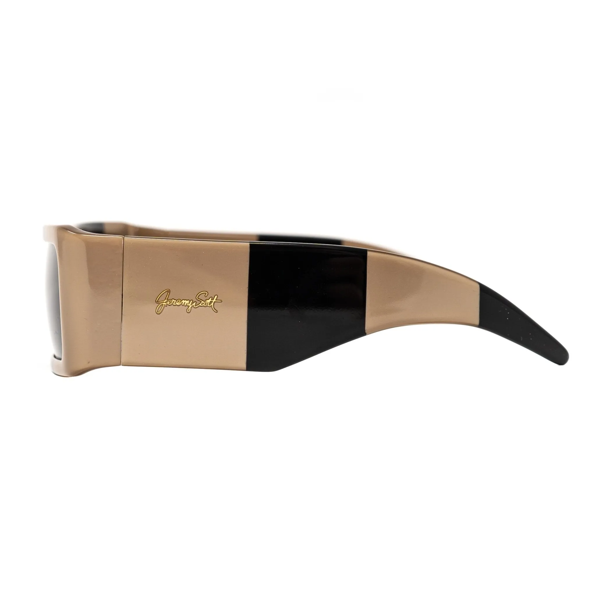 Jeremy Scott Men's Sunglasses Rectangular Big Tut Brown and Grey 6JSBIGTUTGOLDBLACK