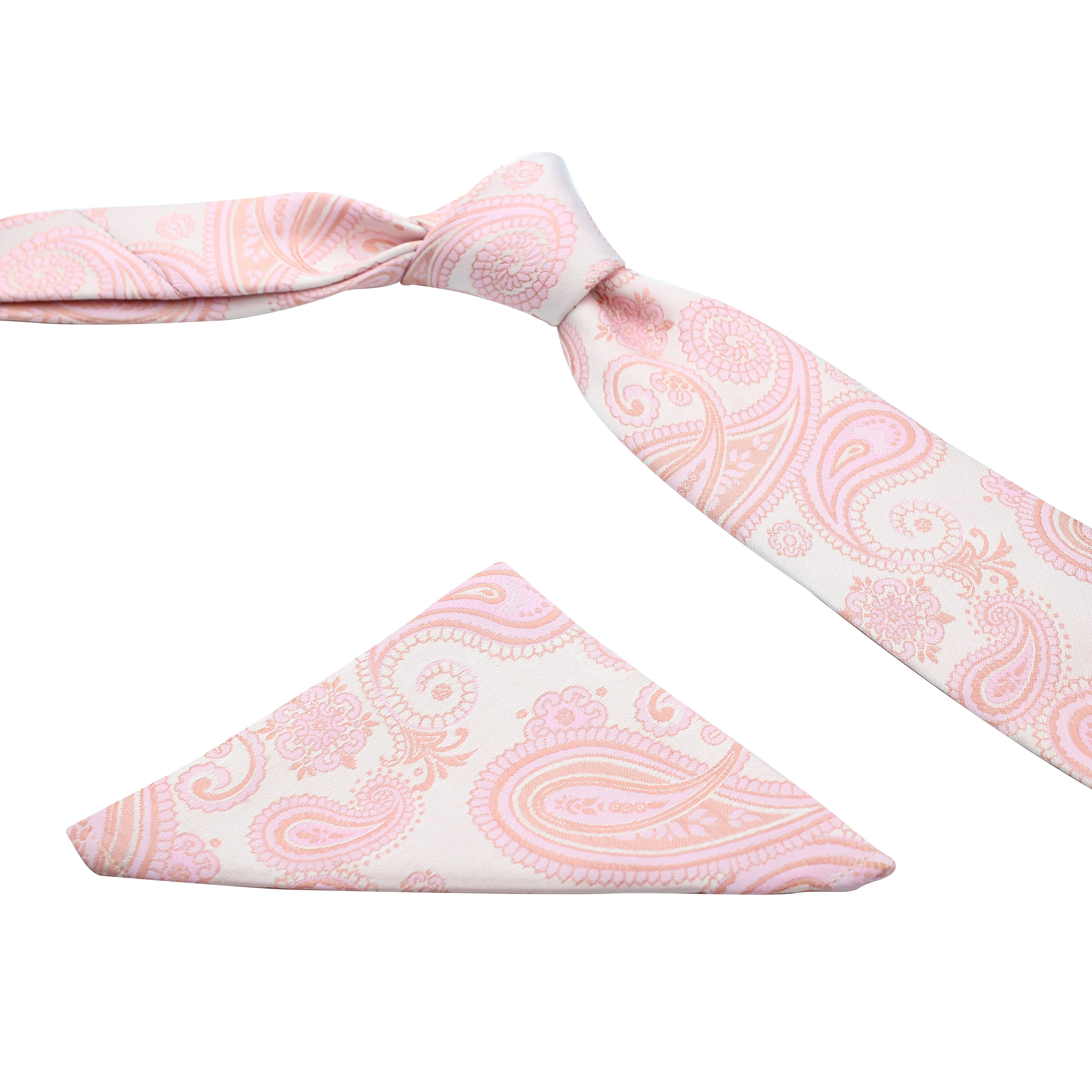 Kovove Elegant Pink Paisley Necktie and Pocket Square Gift Box