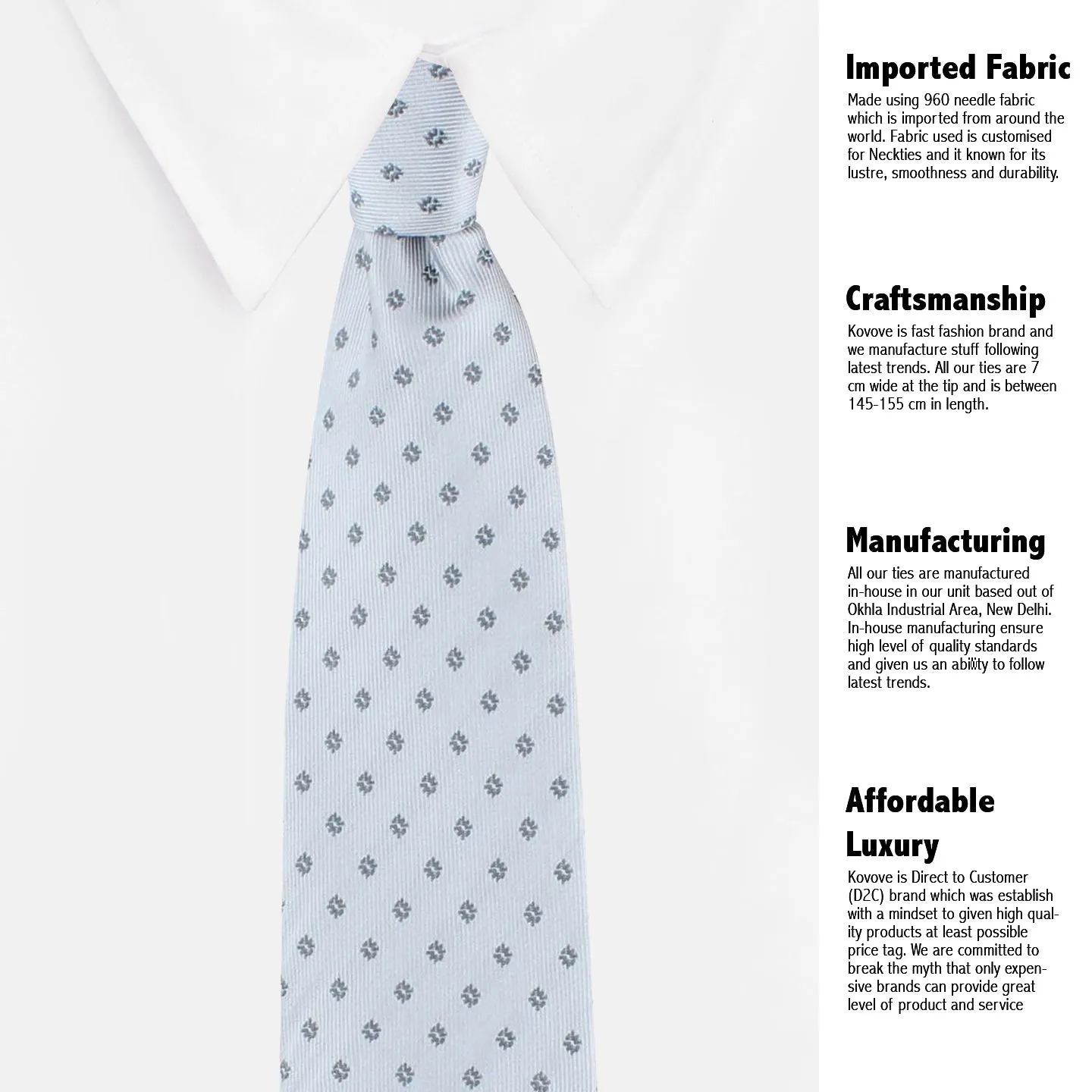 Kovove The Abstract Polka Fusion Grey Necktie and Pocket Square Gift Box