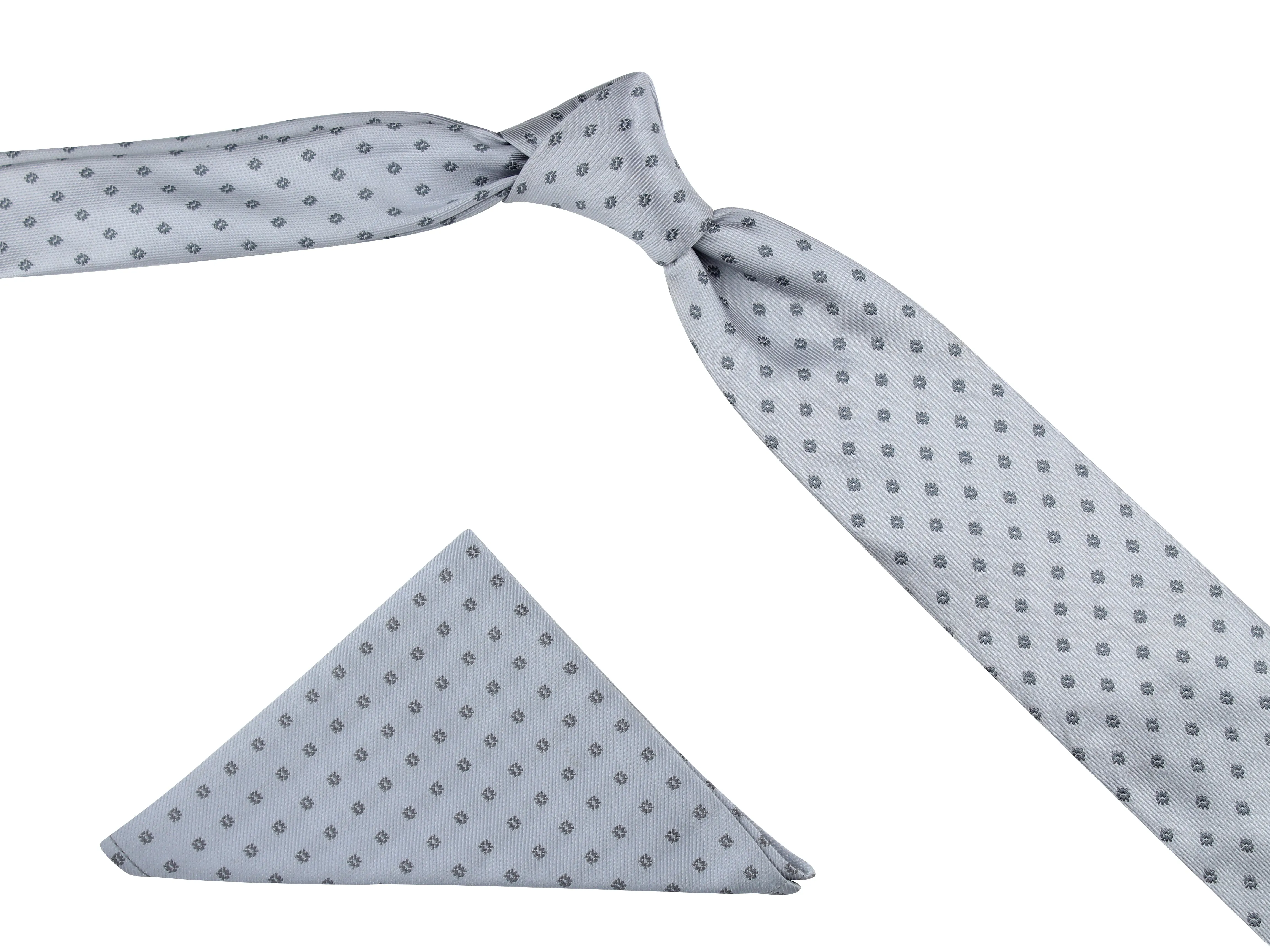 Kovove The Abstract Polka Fusion Grey Necktie and Pocket Square Gift Box