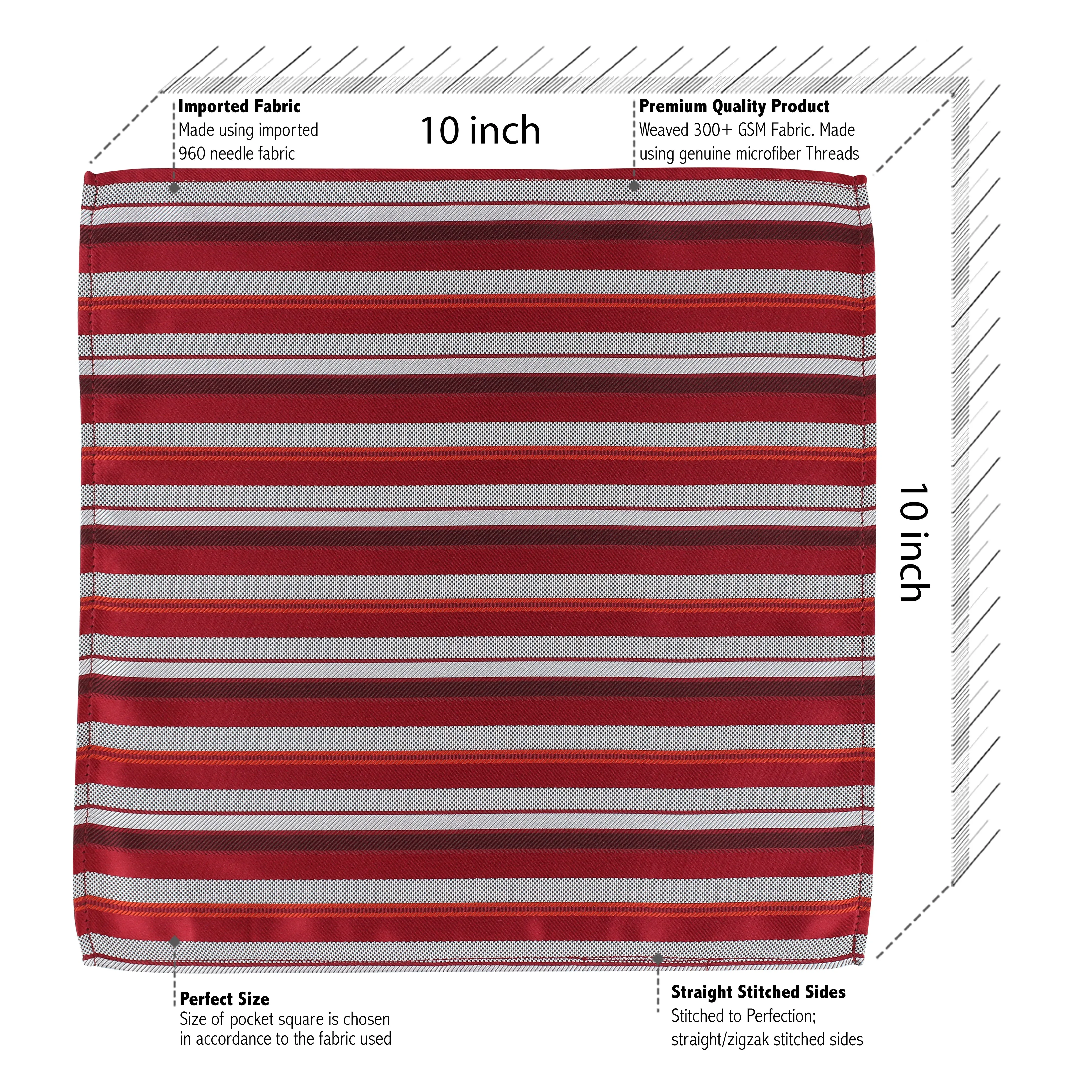 Kovove The Selective Striped Red Necktie and Pocket Square Gift Box