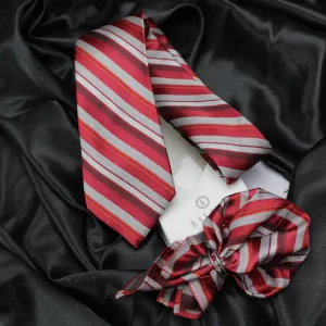 Kovove The Selective Striped Red Necktie and Pocket Square Gift Box